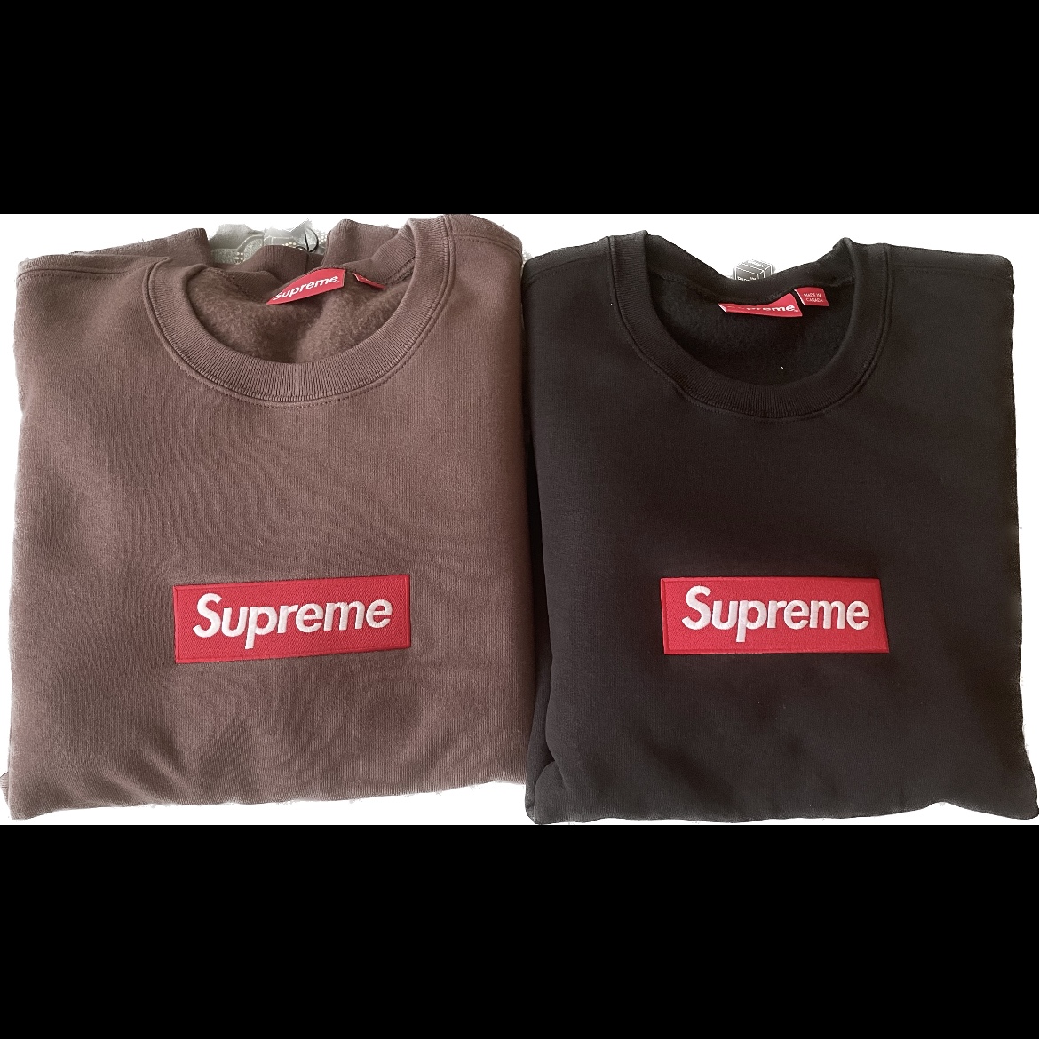 Supreme Box Logo Crewneck Black - 22FW, Supreme Box Logo Crewneck Brown - 22FW 착용 스타일
