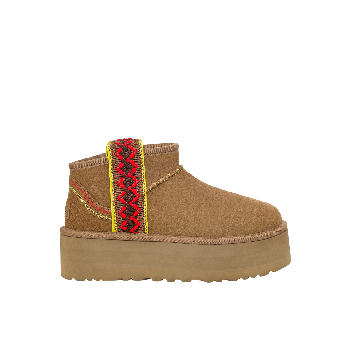 (W) 어그 클래식 울트라 미니 브레이드 플랫 체스트넛