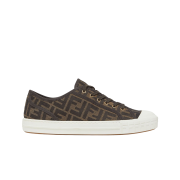 (W) Fendi Domino FF Fabric Low Top Sneakers Brown