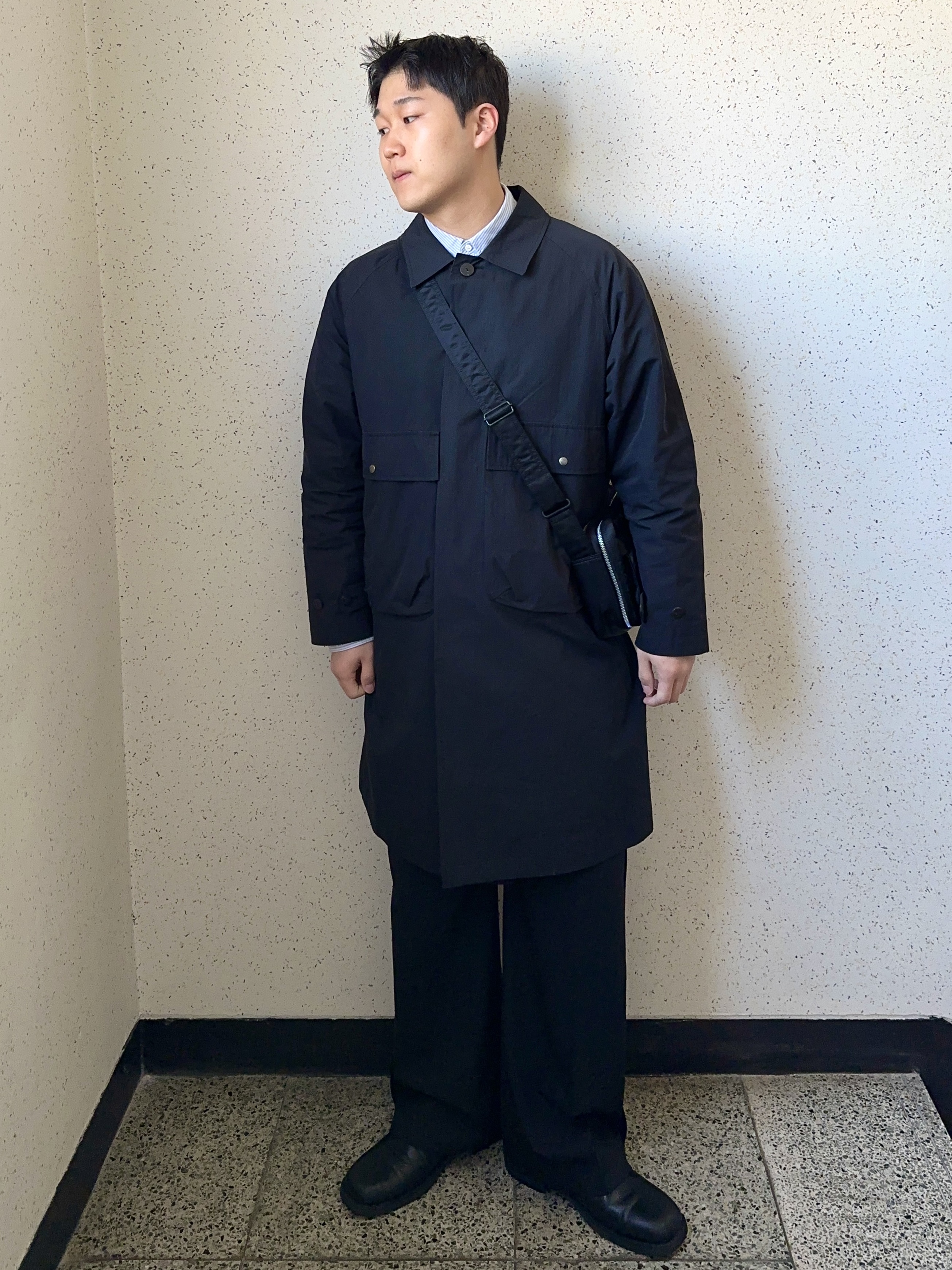 Porter Tanker Shoulder Bag S Black 착용 스타일