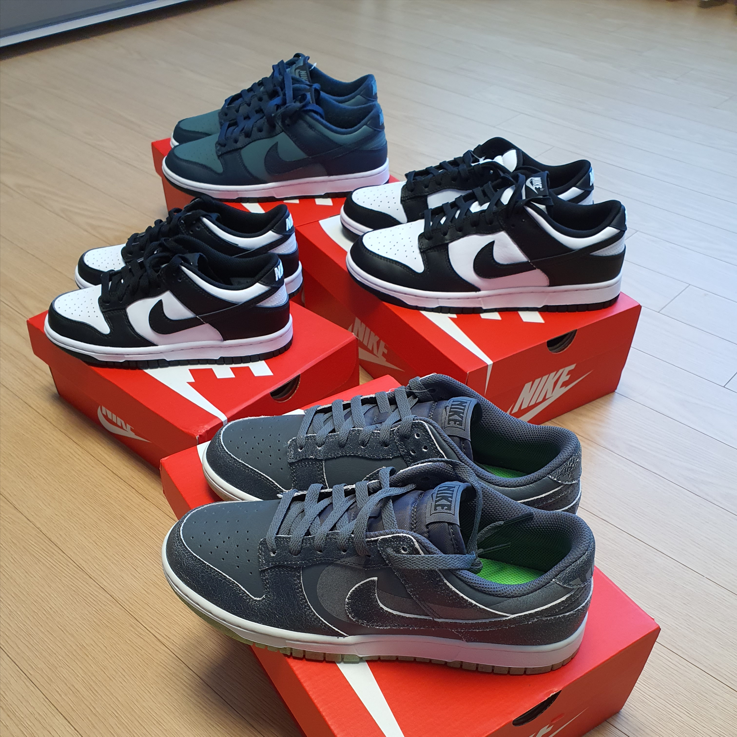 Nike Dunk Low Retro PRM Halloween, Nike Dunk Low Retro PRM Mineral Slate and Armory Navy 착용 스타일