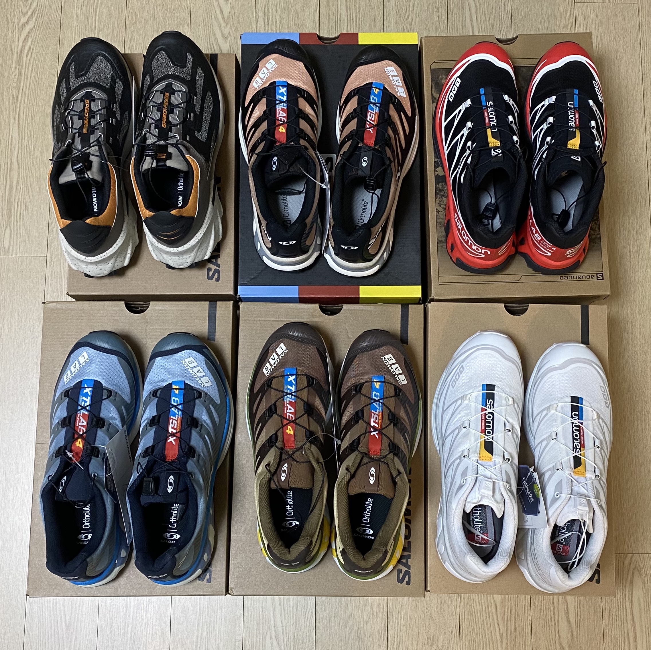 Salomon Speedverse PRG Major Brown Black Marmalade, Salomon XT-4 Tobacco Brown 착용 스타일 - 1
