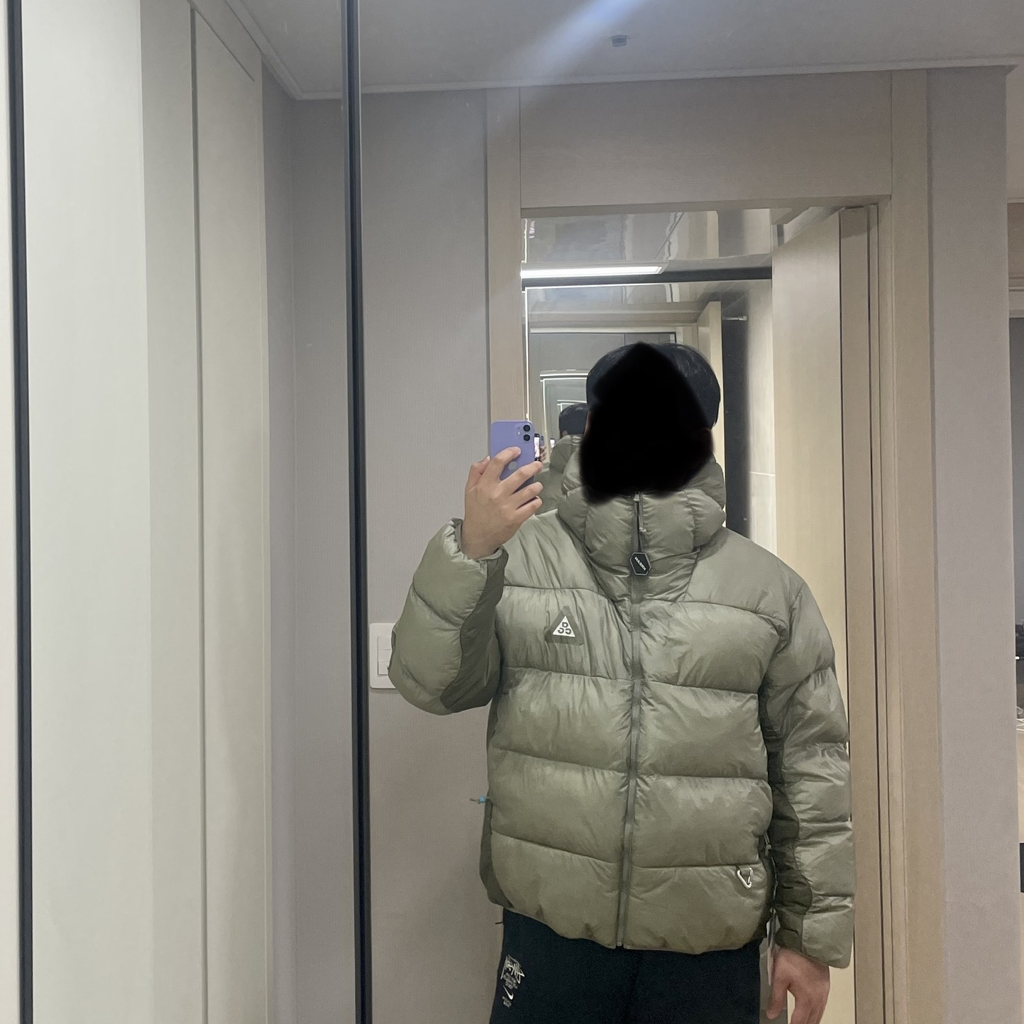 Nike ACG Therma-Fit ADV Lunar Lake Puffer Jacket Light Army - Asia, Nike x Stussy NRG ZR Fleece Pants Black - US/EU 착용 스타일