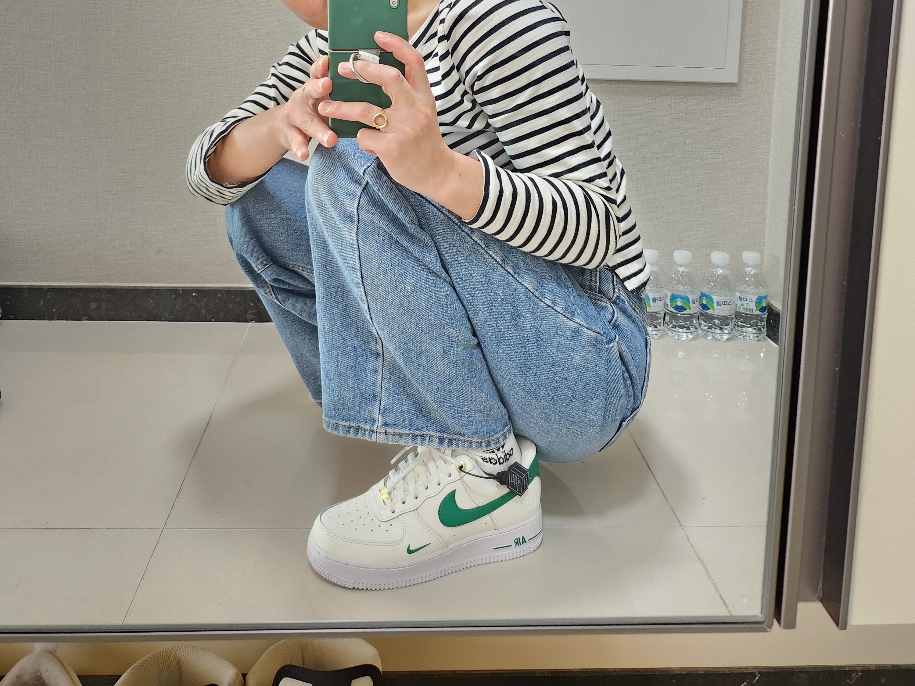 Nike Air Force 1 '07 LV8 40th Anniversary Join Forces Sail Malachite 착용 스타일