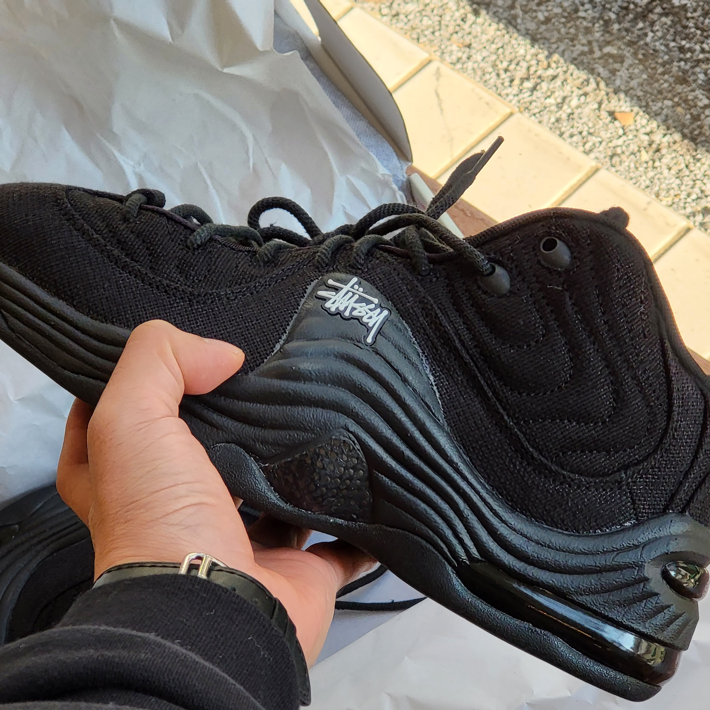 Nike x Stussy Air Penny II Black 착용 스타일 - 1