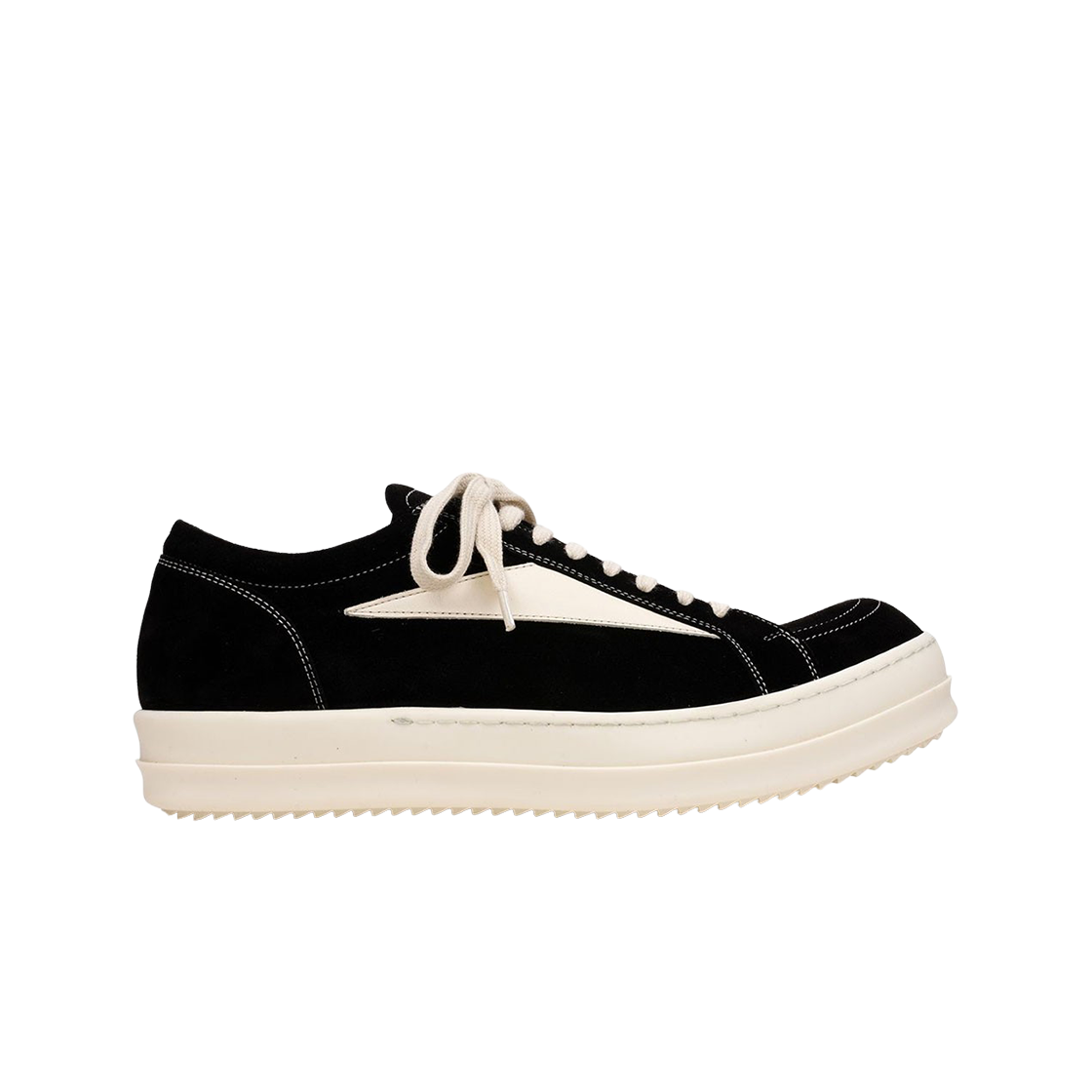RU01C4897LVSLPO-911 Rick Owens Suede Vintage Sneakers Black Milk White