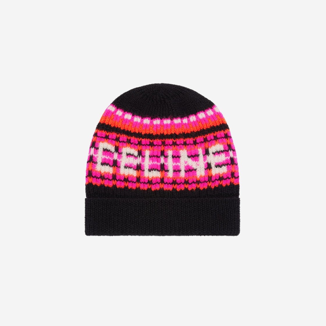 Celine Beanie in Ski Jacquard Wool Black Pink 상세 이미지 1