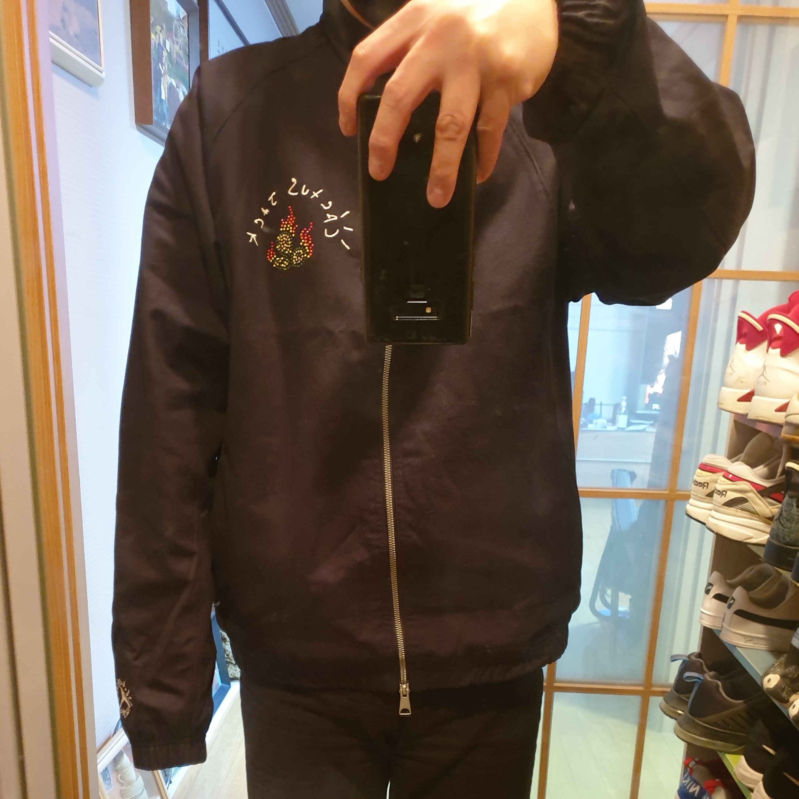 Jordan x Travis Scott Woven Jacket Black - US/EU 착용 스타일 - 3