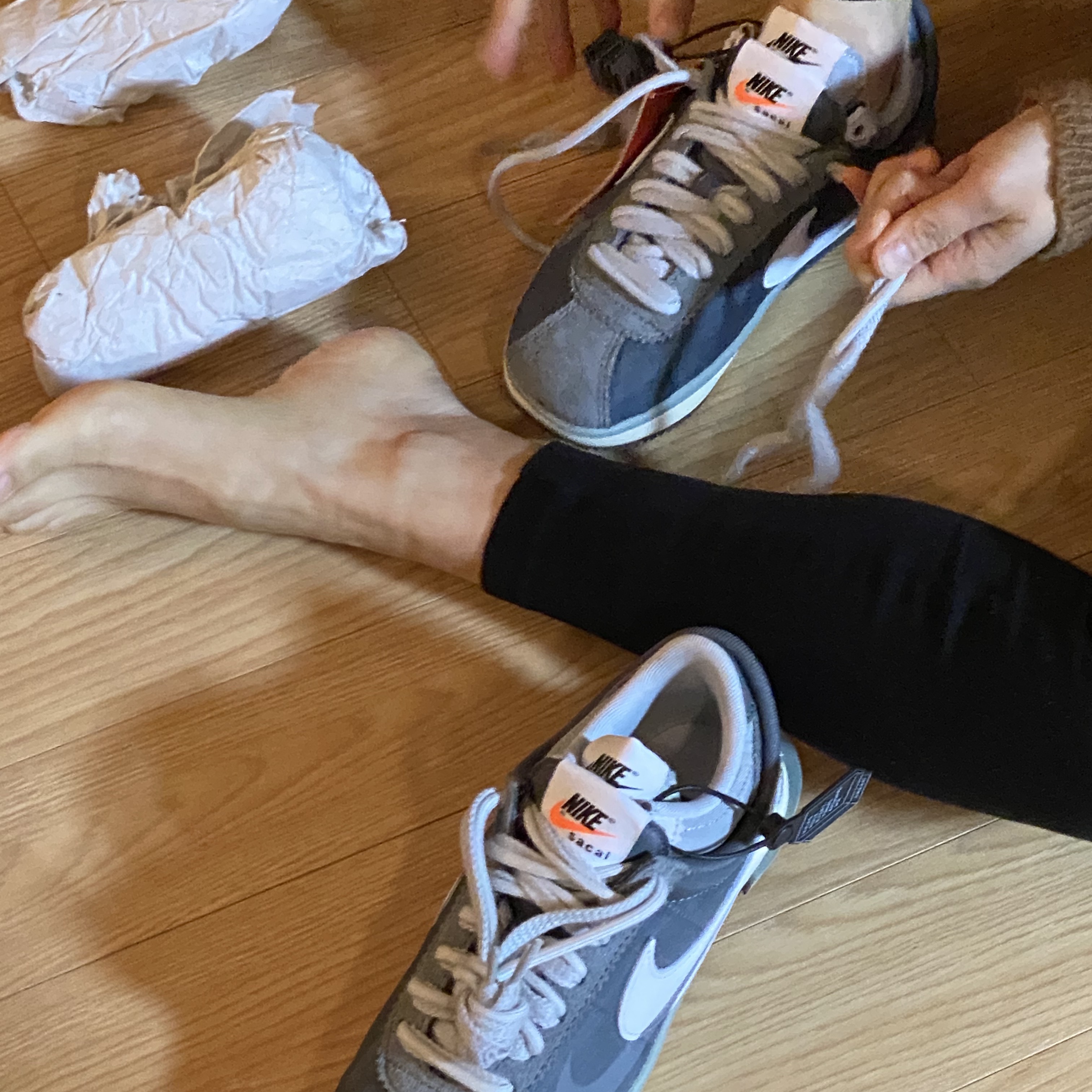 Nike x Sacai Zoom Cortez SP Iron Grey 착용 스타일 - 1