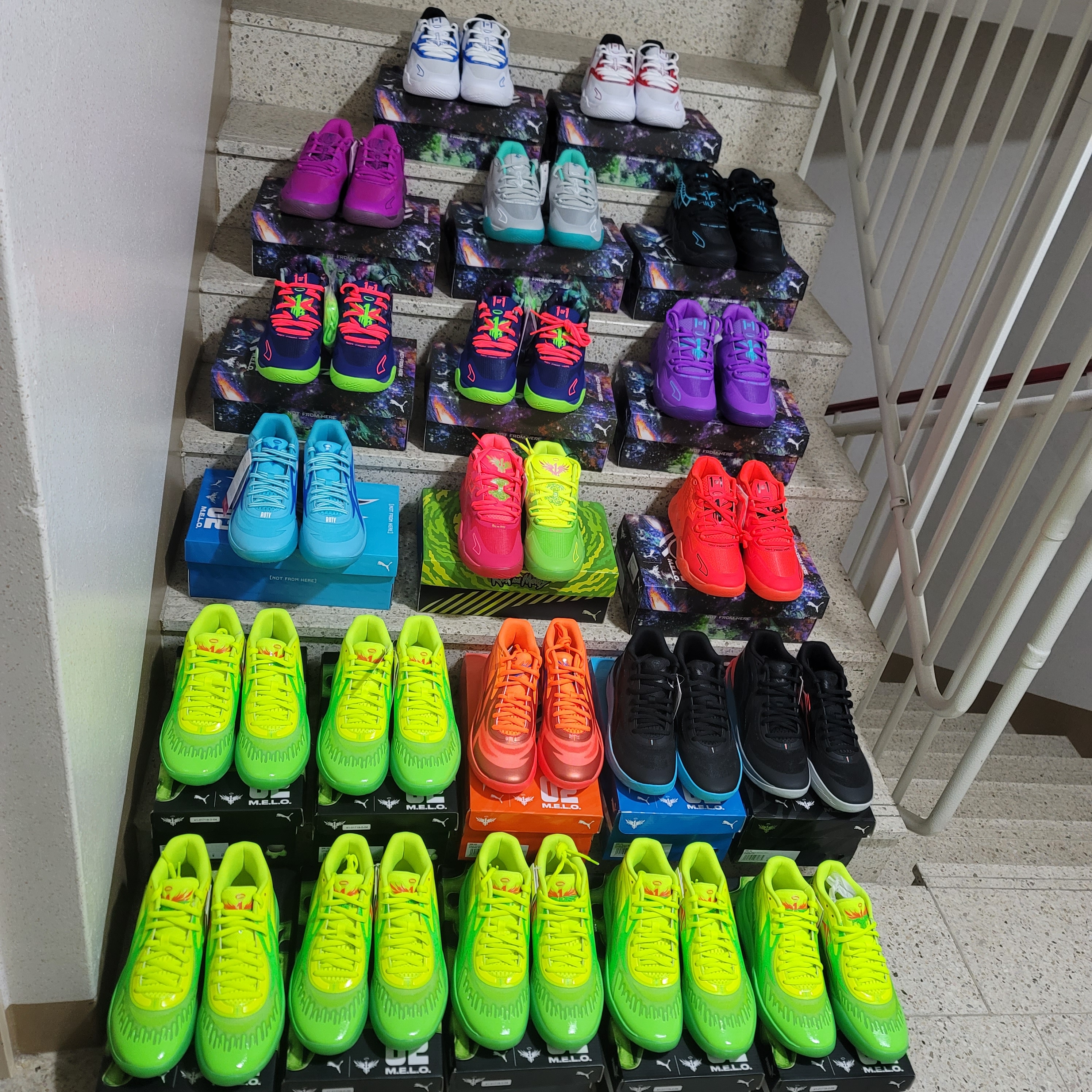 Puma MB.02 Lamelo Ball Fluro Green Lime Squeeze, Puma MB.02 Lamelo Ball Fiery Coral 착용 스타일