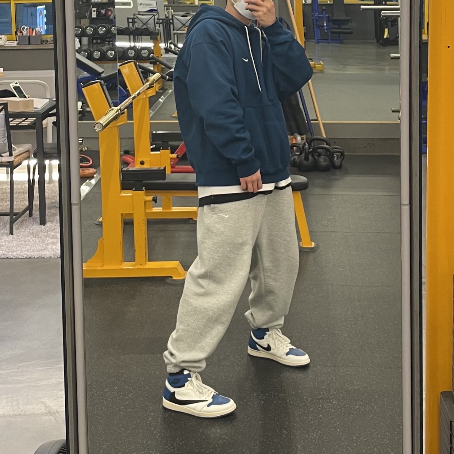 Nike NRG Solo Swoosh Fleece Hoodie Valerian Blue - Asia, Nike M NRG Sweatpants Grey Heather 착용 스타일