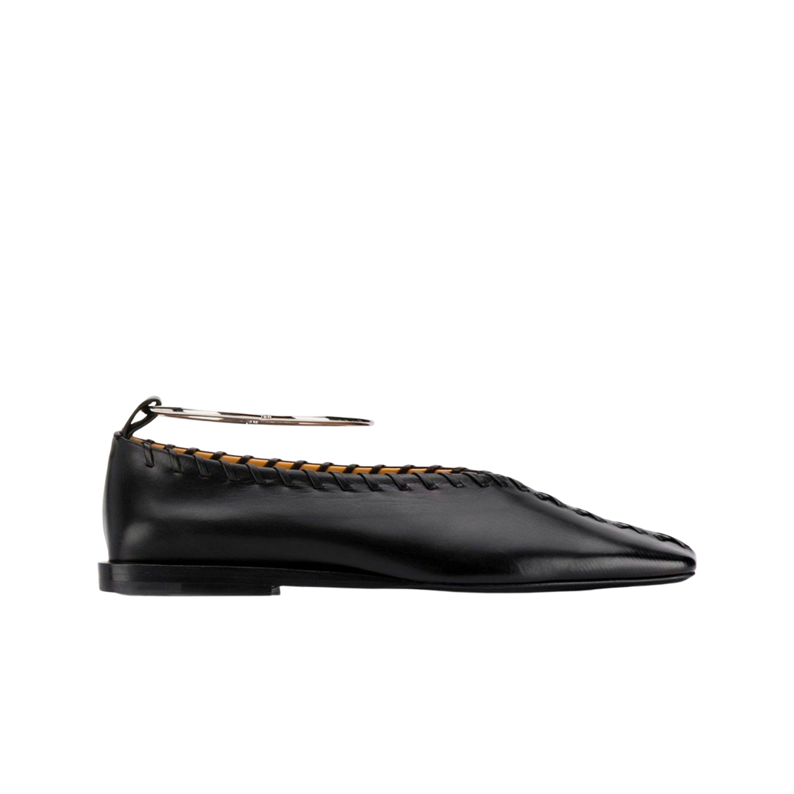(W) 질 샌더 메탈 앵클 브레이슬릿 발레리나 슈즈 블랙((W) Jil Sander Metal Ankle Bracelet Ballerinas Black)
