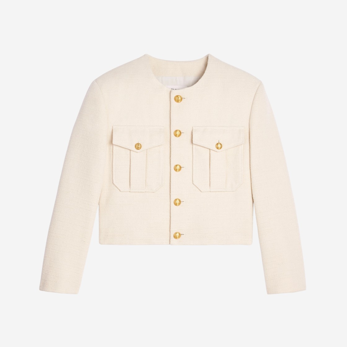 (W) Celine Cropped Military Jacket in Silk Rush Vanilla 상세 이미지 1