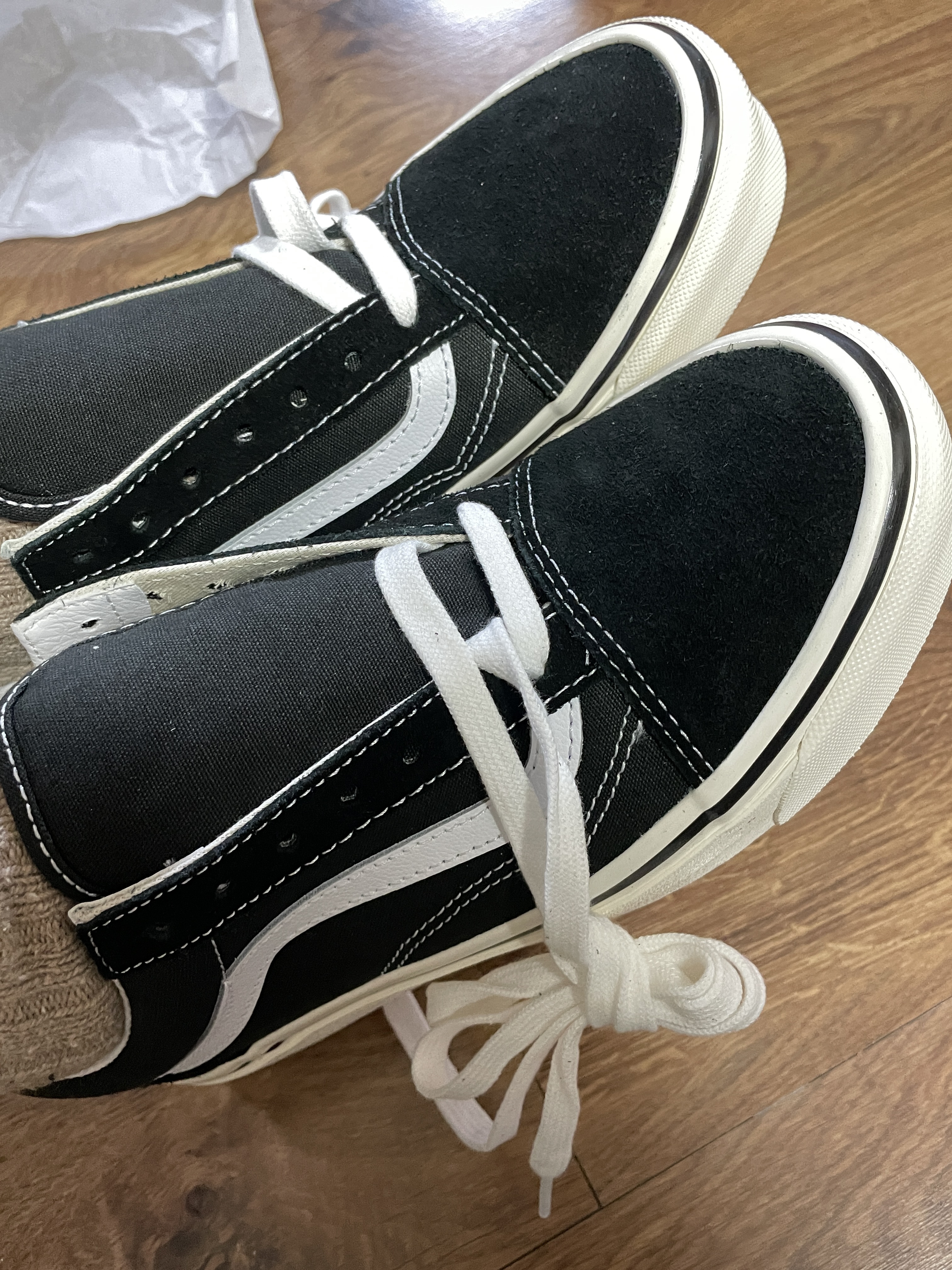 Vans Old Skool 36 DX Anaheim Factory Black White 착용 스타일 - 2