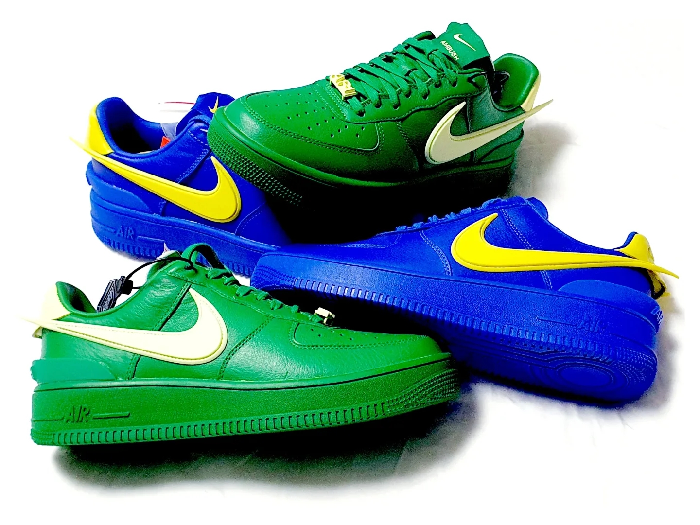 Nike x Ambush Air Force 1 Low SP Pine Green and Citron, Nike x Ambush Air Force 1 Low SP Game Royal and Vivid Sulfur 착용 스타일 - 3