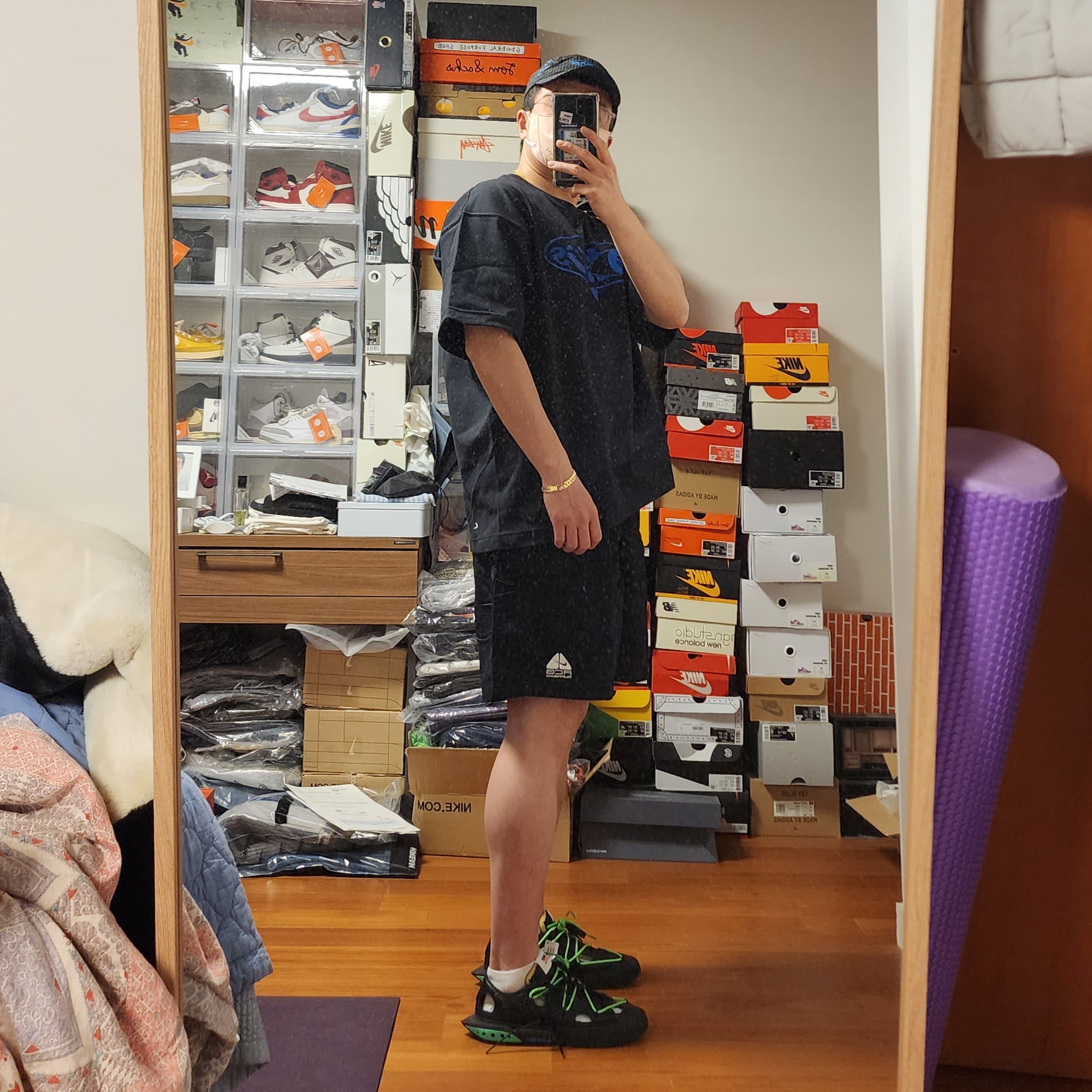 Nike x Off-White NRG Fleece Hoodie Black - Asia, Nike x Off-White NRG Hat Black 착용 스타일 - 3
