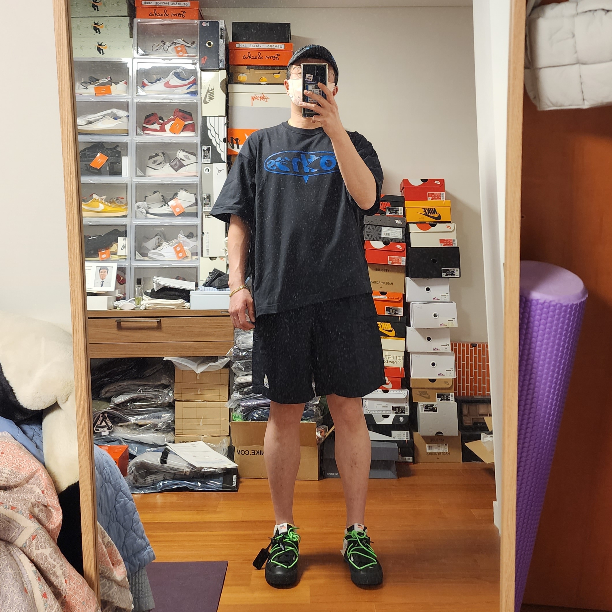Nike x Off-White NRG Fleece Hoodie Black - Asia, Nike x Off-White NRG Hat Black 착용 스타일 - 2