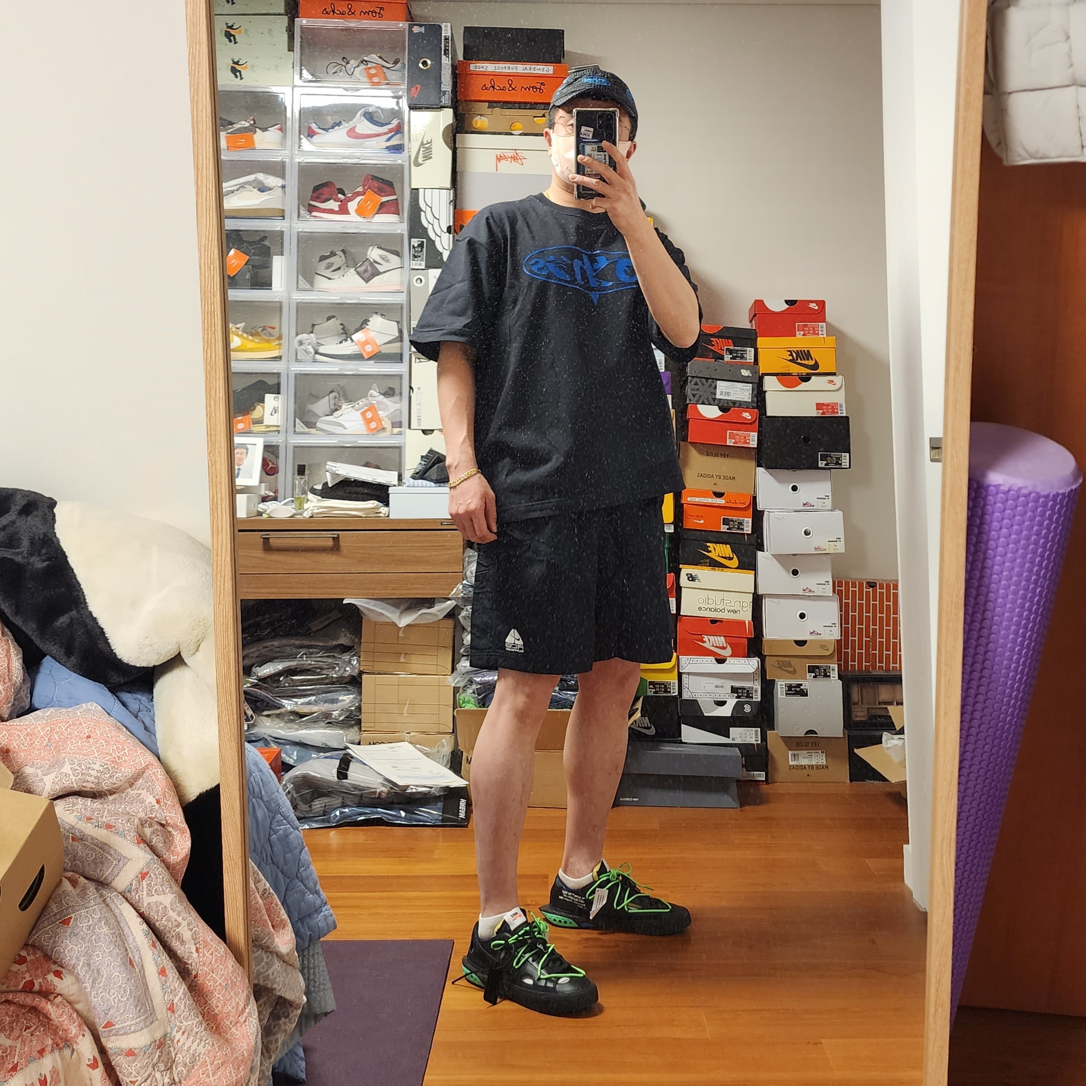 Nike x Off-White NRG Fleece Hoodie Black - Asia, Nike x Off-White NRG Hat Black 착용 스타일 - 1