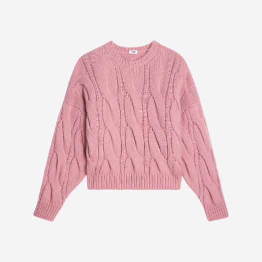 (W) 셀린느 케이블 니트 캐시미어 실크 크루넥 스웨터 핑크