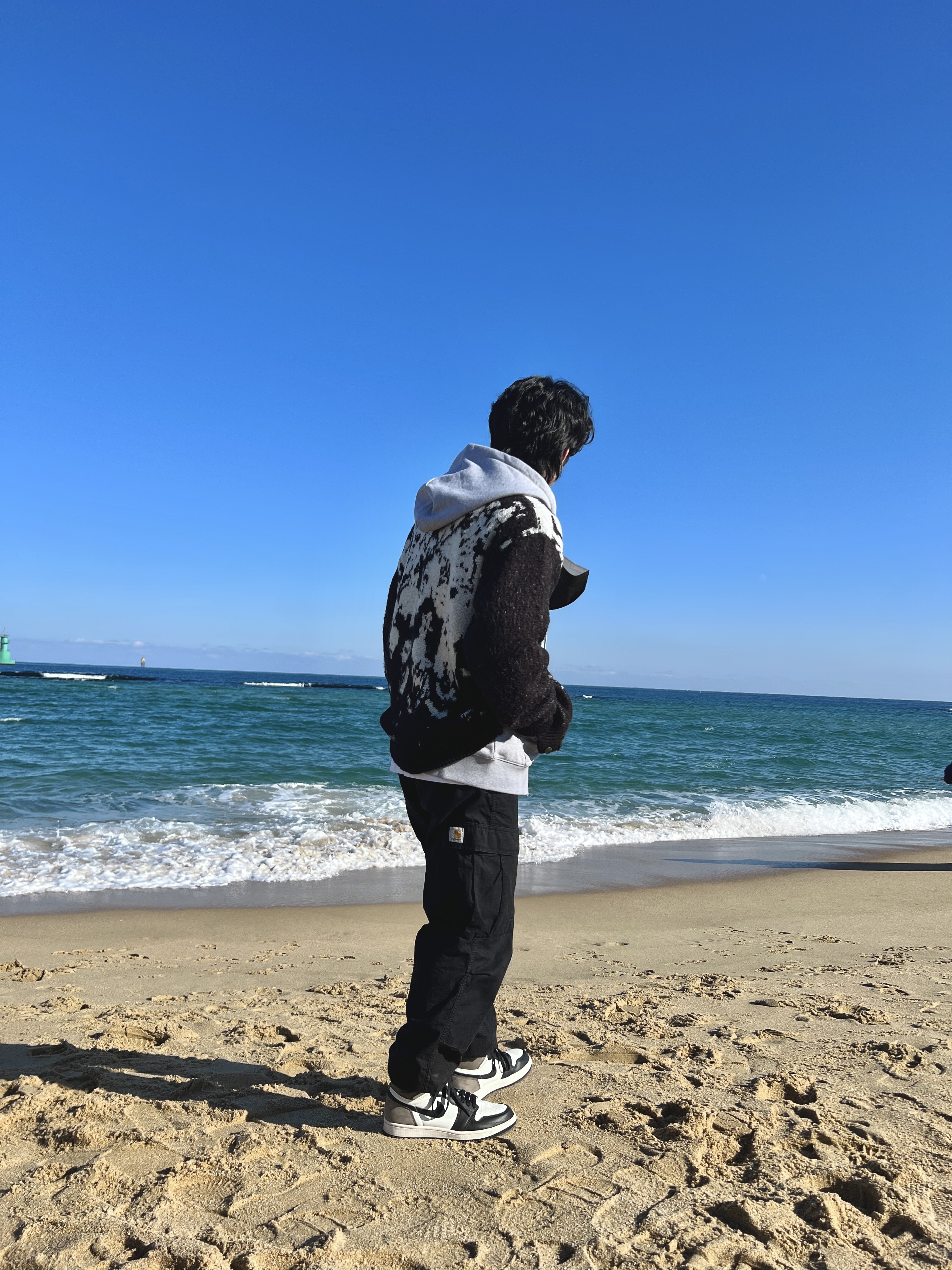 Carhartt WIP Columbia Ripstop Regular Cargo Pant Black, Jordan 1 Retro High OG Black Mocha 착용 스타일 - 1
