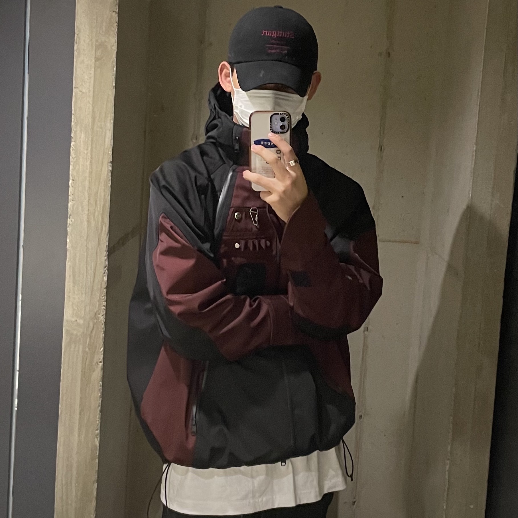 Undermycar Kame Multi Zip Turtle Shell Parka Hot Rod - 22FW, Undermycar Stuttgart Vintage Washing Ball Cap Black Red - 22SS 착용 스타일 - 1