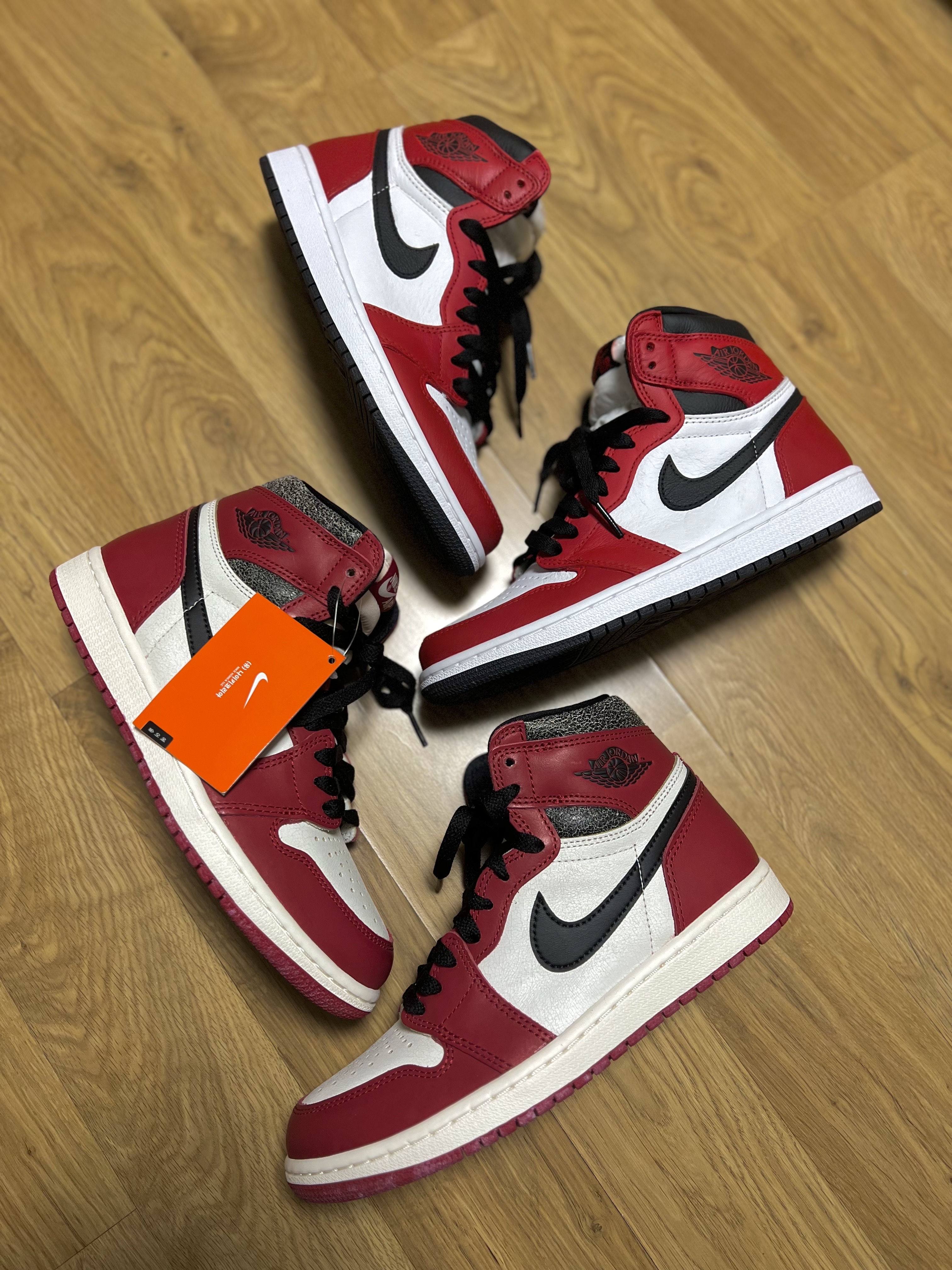 Jordan 1 Retro High OG Chicago 2022, Jordan 1 Retro High OG Light Fusion Red 착용 스타일