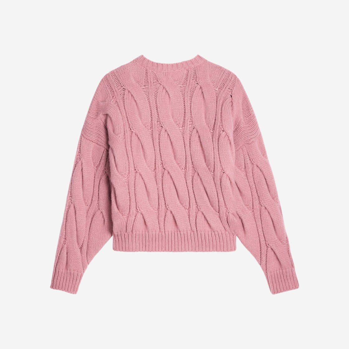 (W) Celine Crew Neck Sweater in Cable Knit Cashmere and Silk Pink 상세 이미지 2