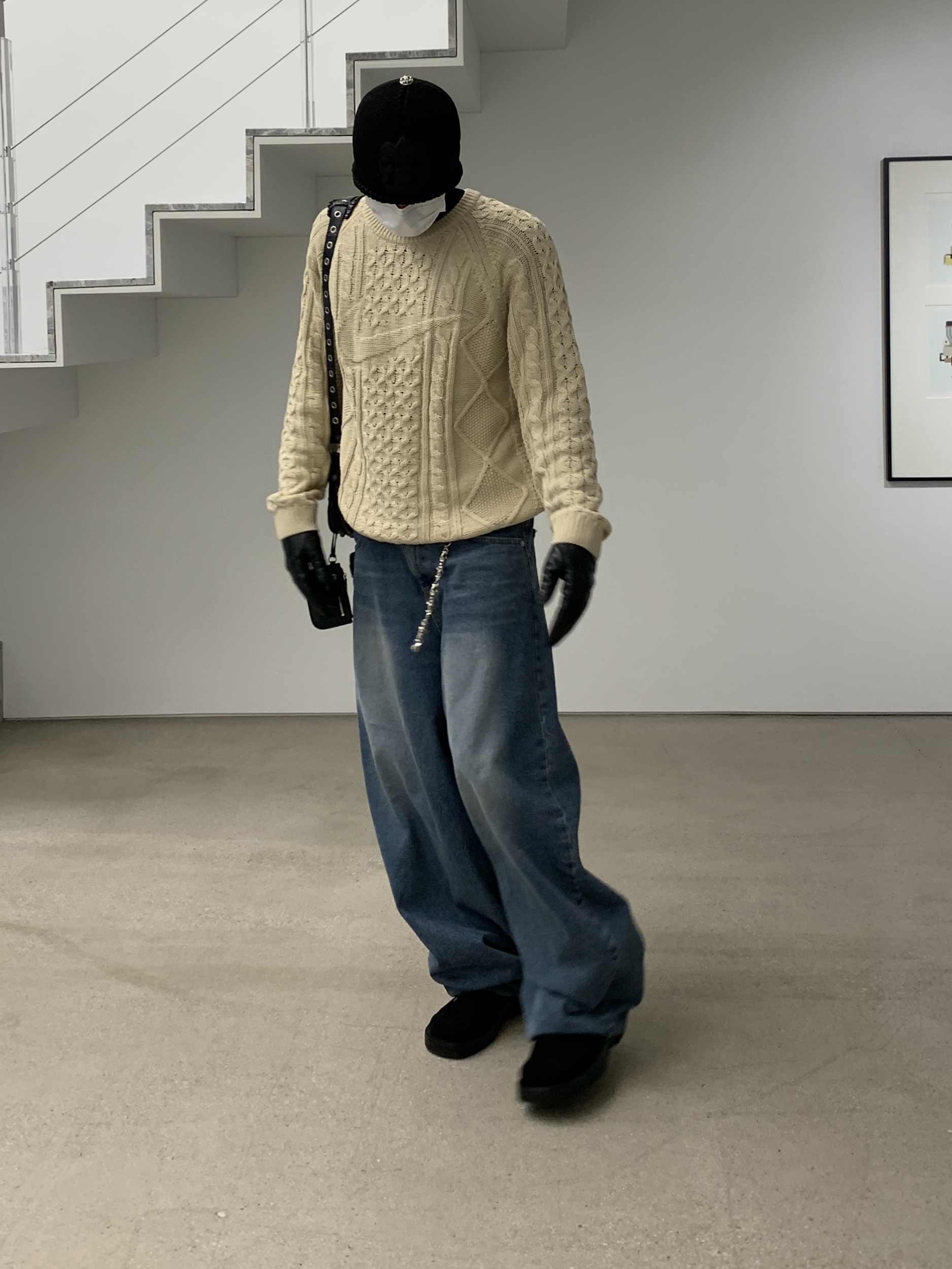 Nike Cable Knit LS Sweater Rattan - Asia 착용 스타일 - 3