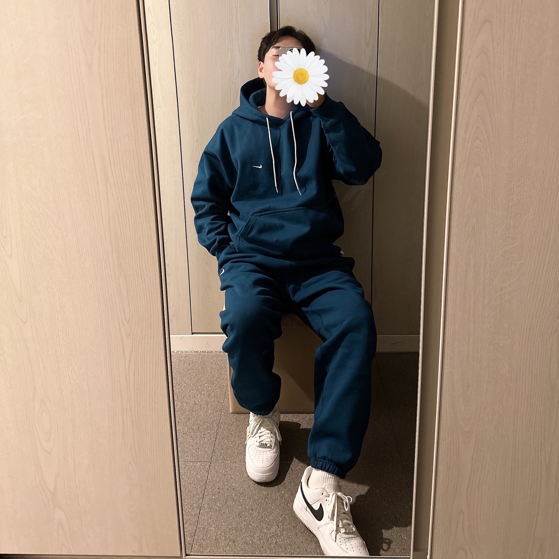 Nike NRG Solo Swoosh Fleece Hoodie Valerian Blue - Asia, Nike NRG Solo Swoosh Fleece Pants Valerian Blue - Asia 착용 스타일