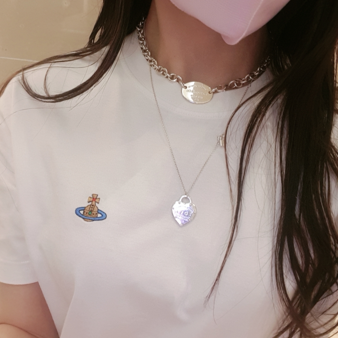 Tiffany & Co. Return to Tiffany Heart Tag Bead Bracelet Silver, Tiffany & Co. Elsa Peretti Open Heart Stud Earrings 11mm SIlver 착용 스타일 - 2