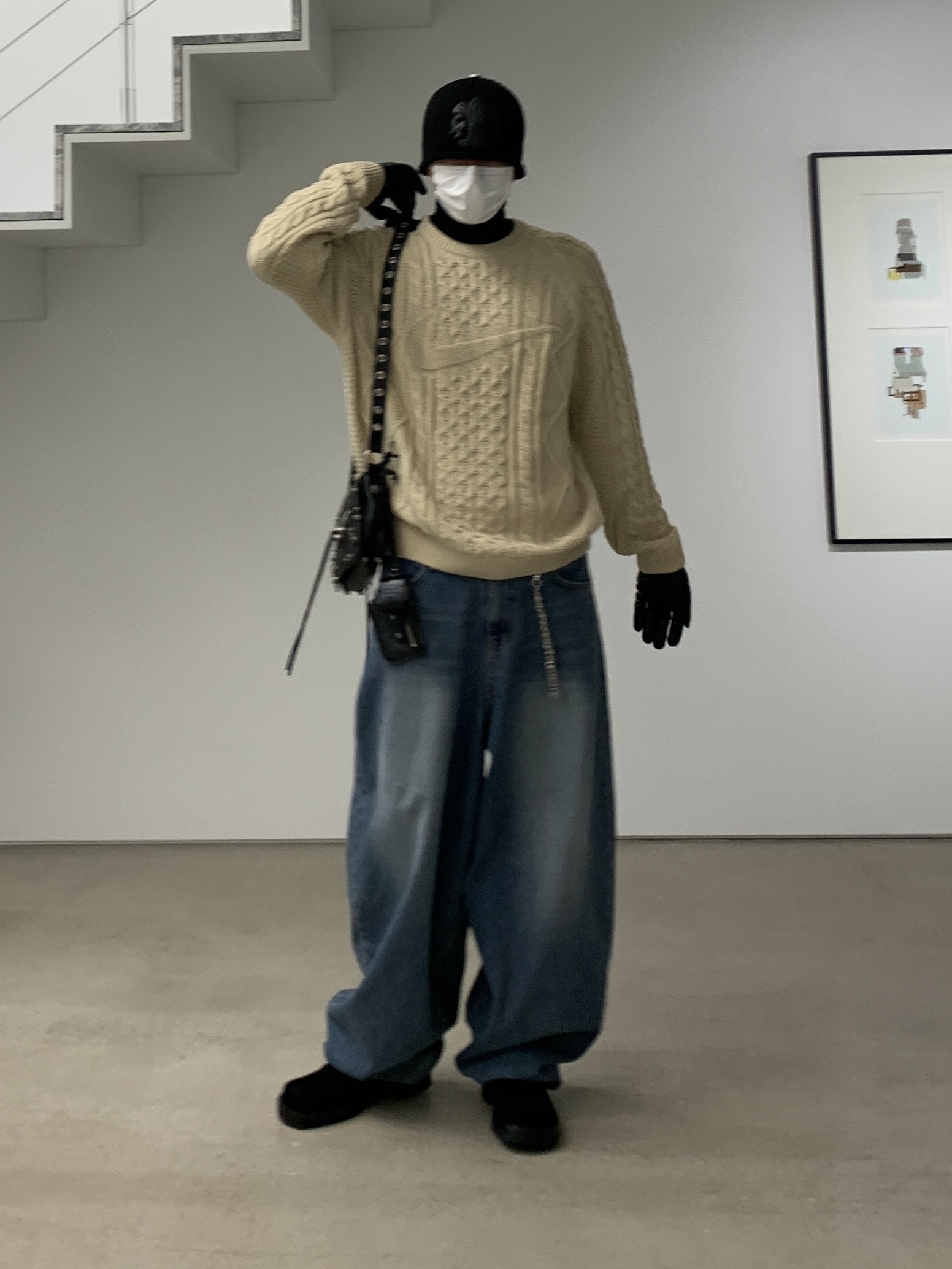 Nike Cable Knit LS Sweater Rattan - Asia 착용 스타일 - 1