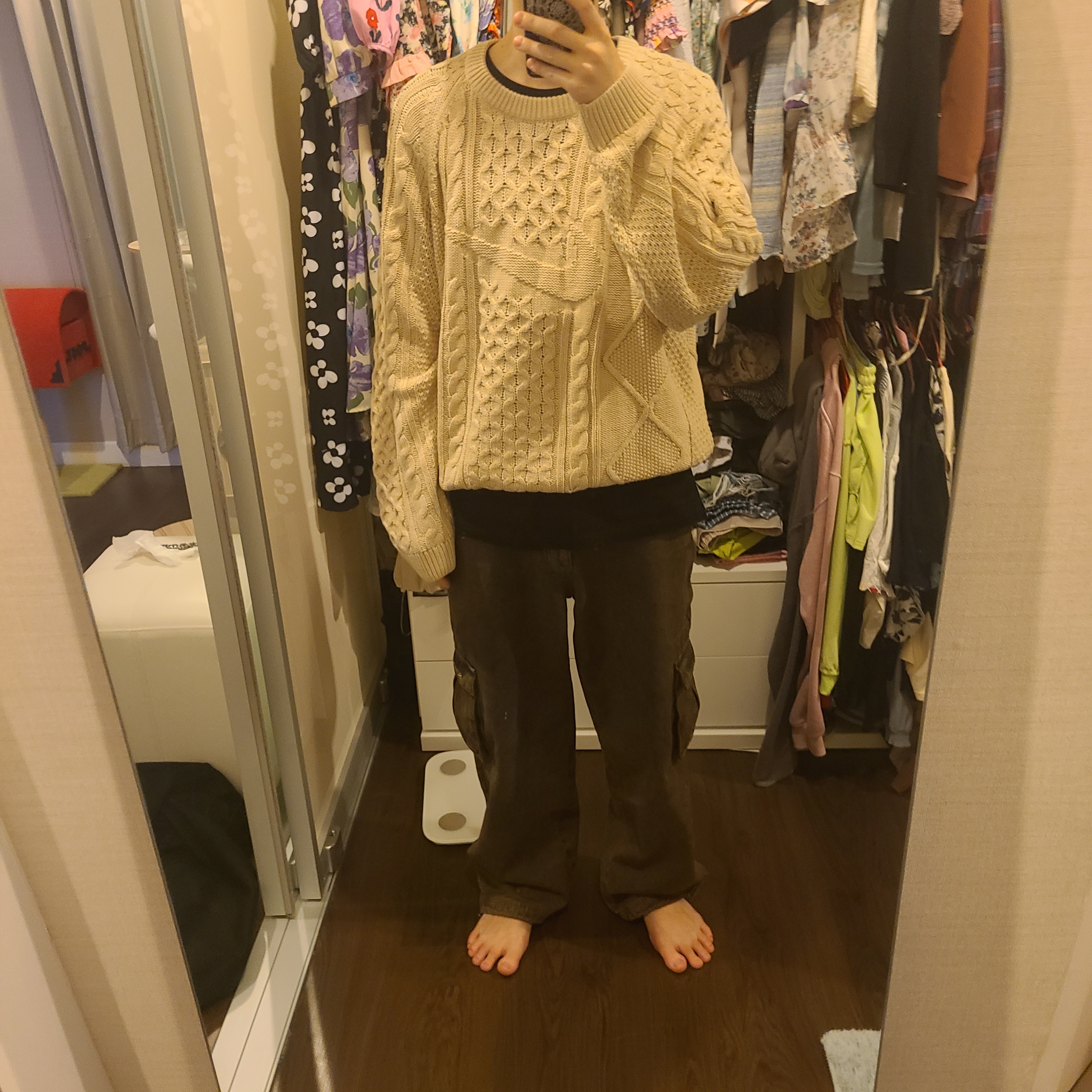 Nike Cable Knit LS Sweater Rattan - Asia 착용 스타일