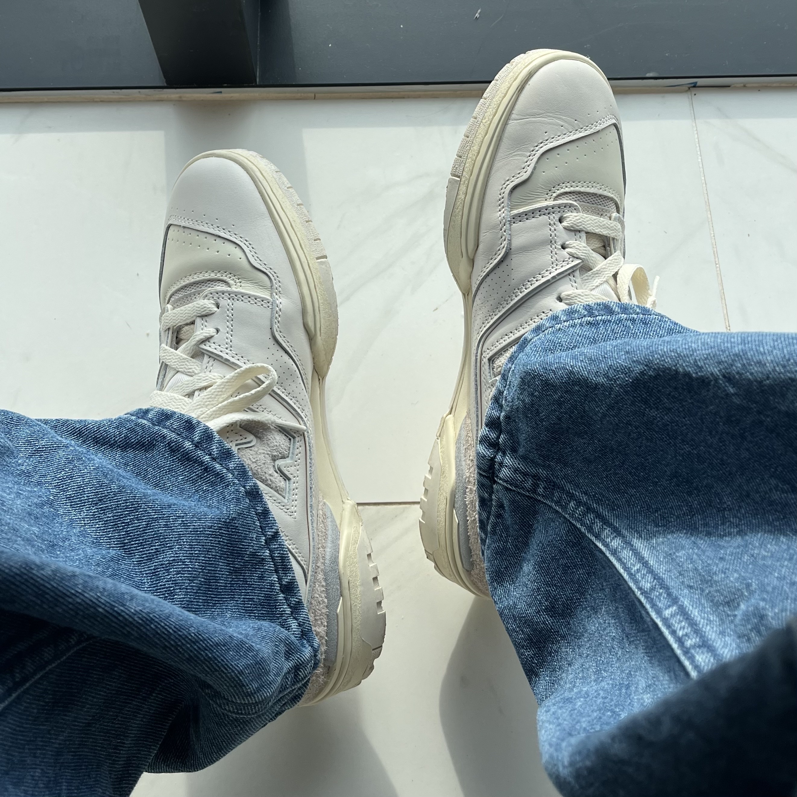 New Balance x Aime Leon Dore 550 White Leather 착용 스타일
