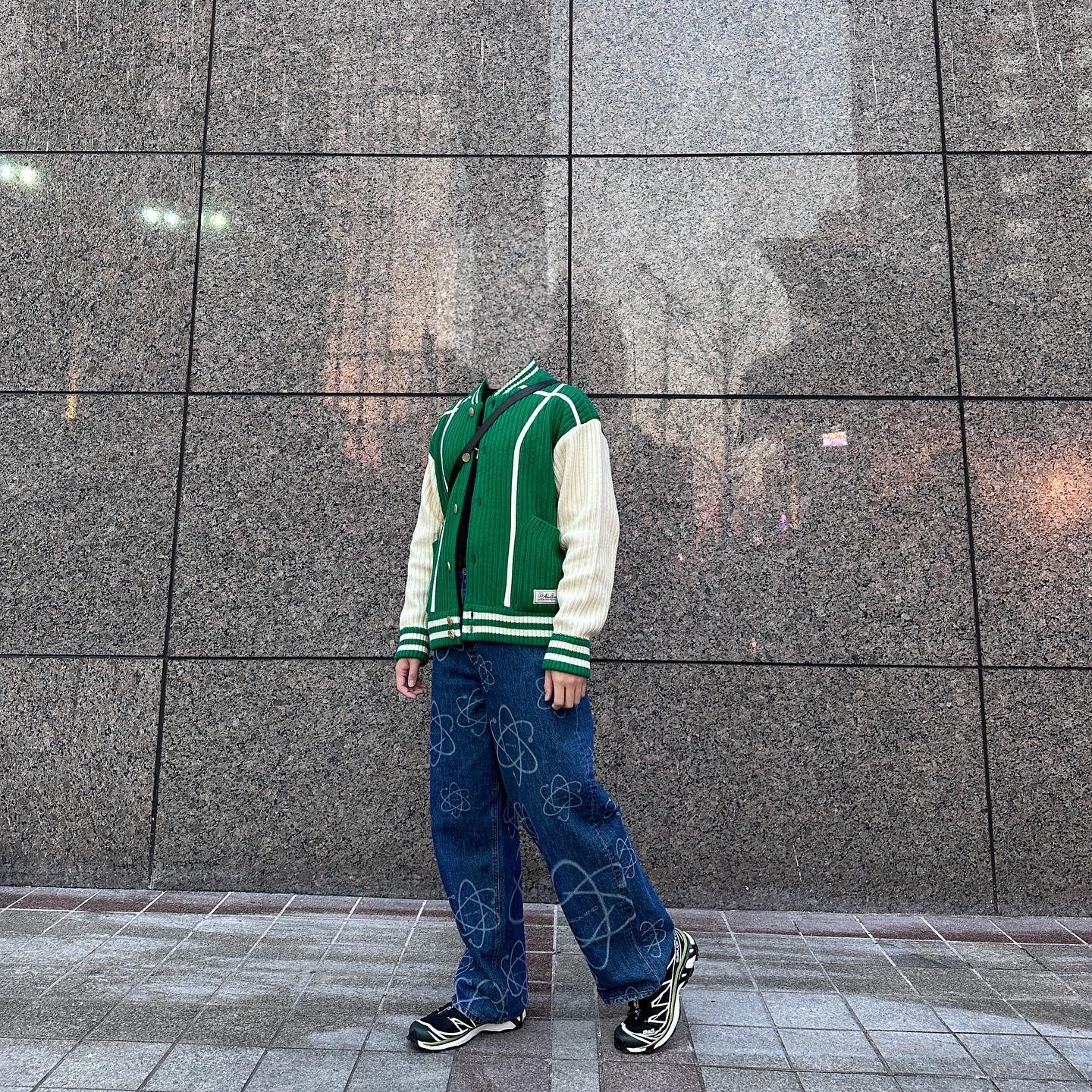 Salomon XT-6 Scarab Black, Ader Error Tomb Cardigan Green 착용 스타일 - 1