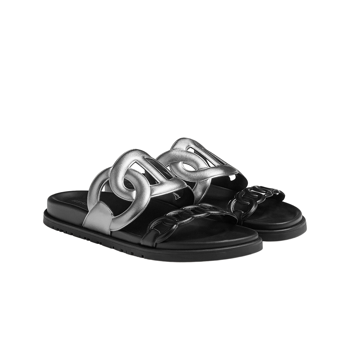 (W) 에르메스 엑스트라 샌들 나파 & 그리 아젠트 누아((W) Hermes Extra Sandal Nappa & Gris Argente Noir) - 2