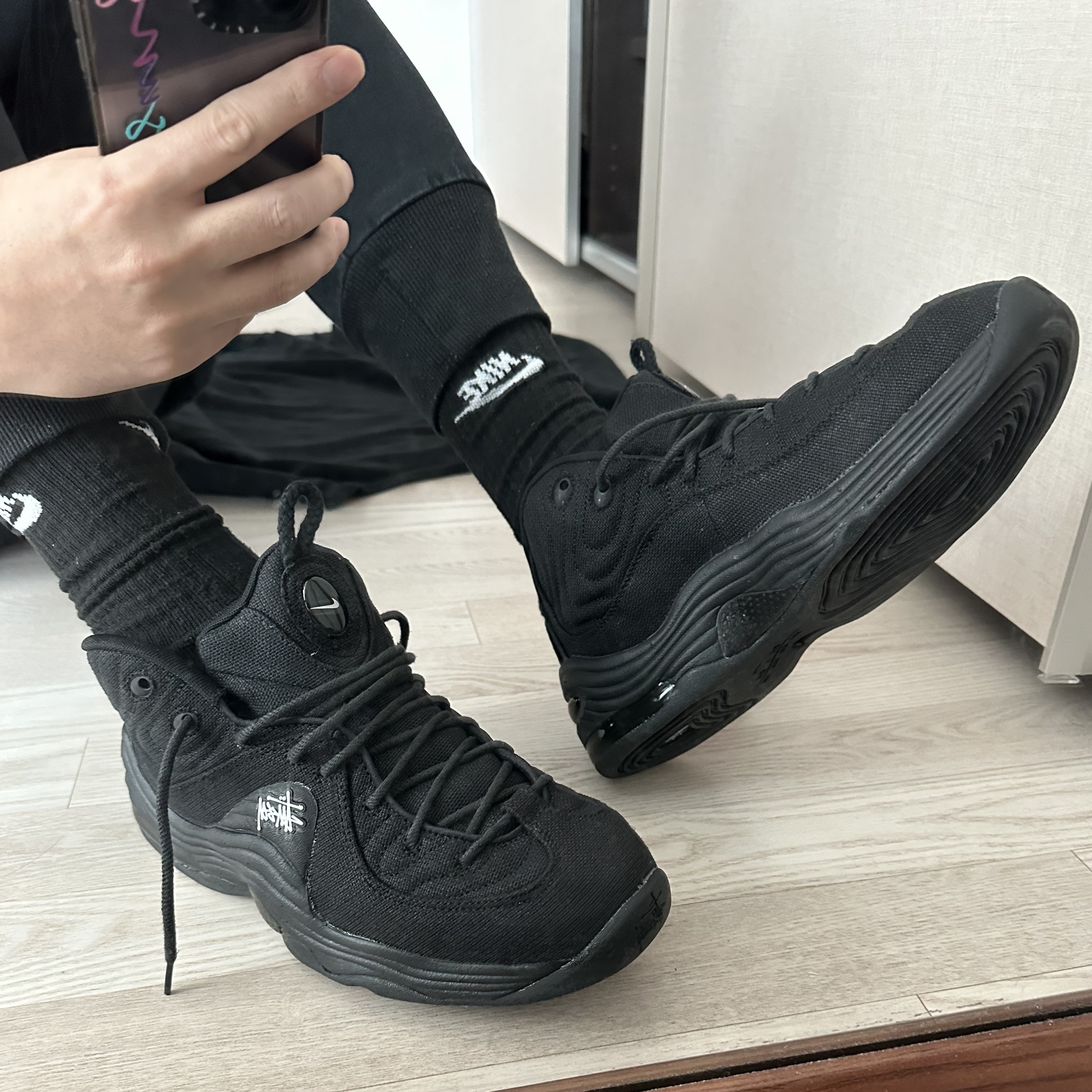Nike x Stussy Air Penny II Black 착용 스타일