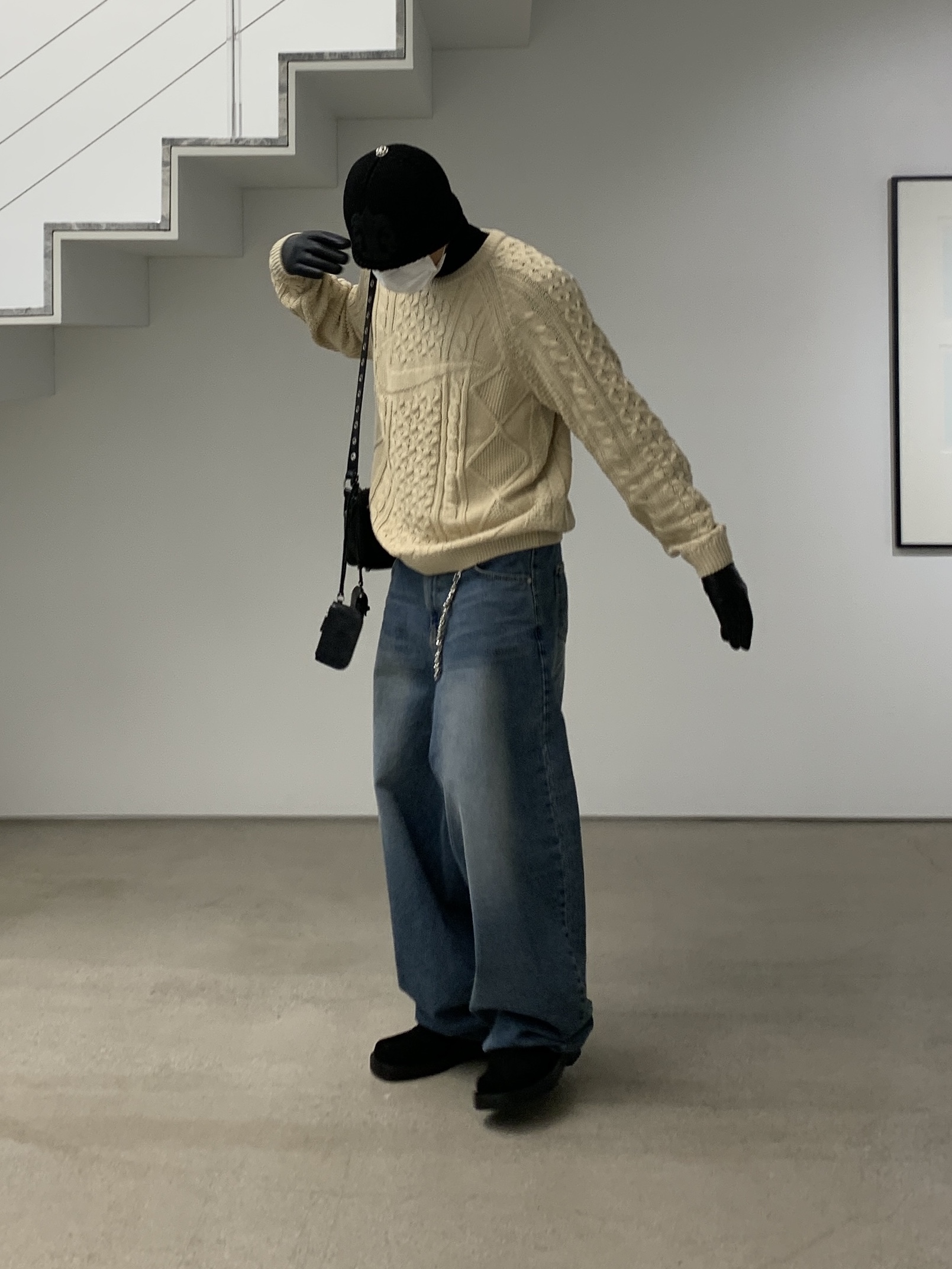 Nike Cable Knit LS Sweater Rattan - Asia 착용 스타일 - 4