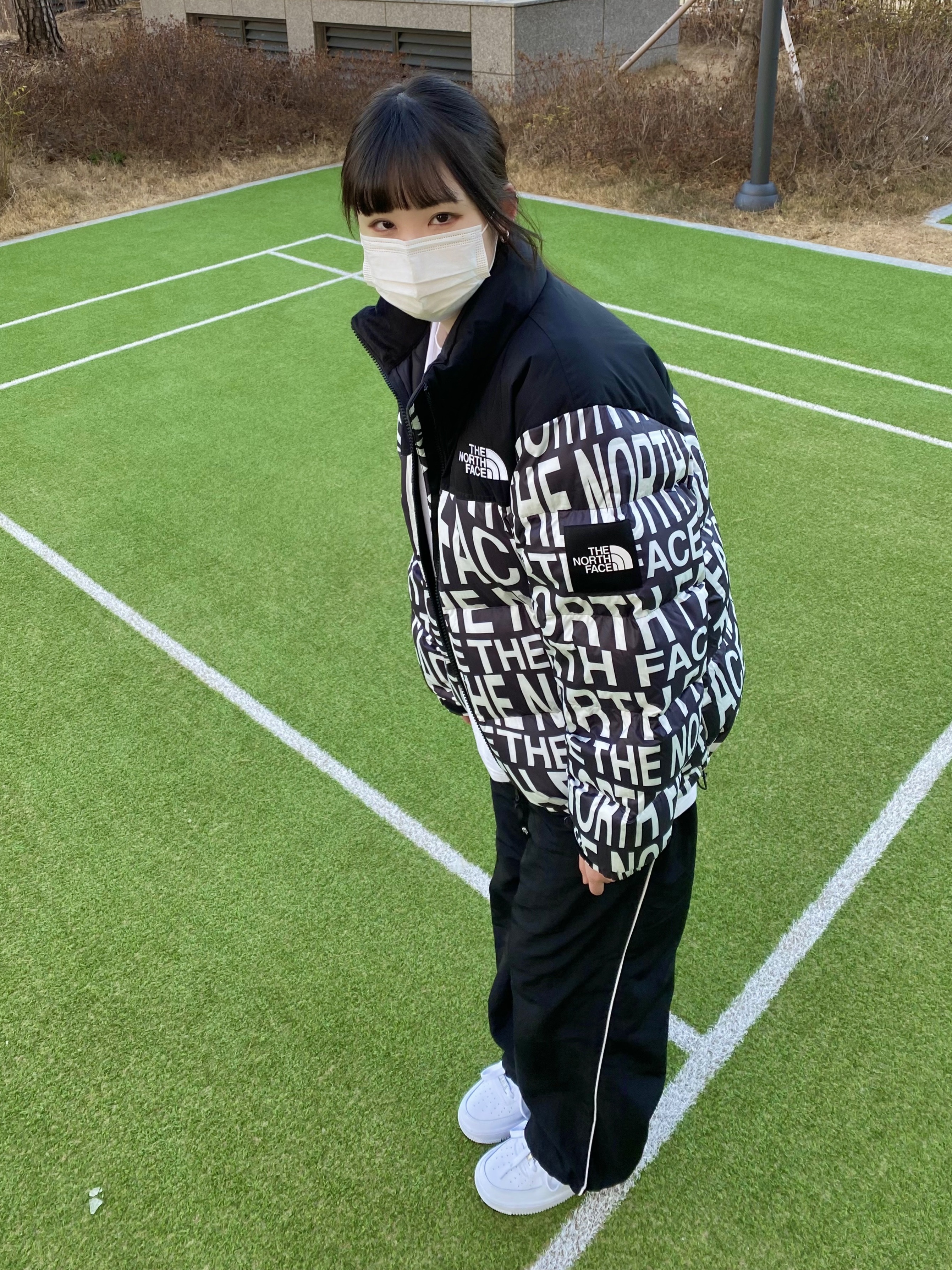 The North Face White Label Novelty Nuptse Down Jacket P Black, Nike Air Force 1 '07 Low White 착용 스타일