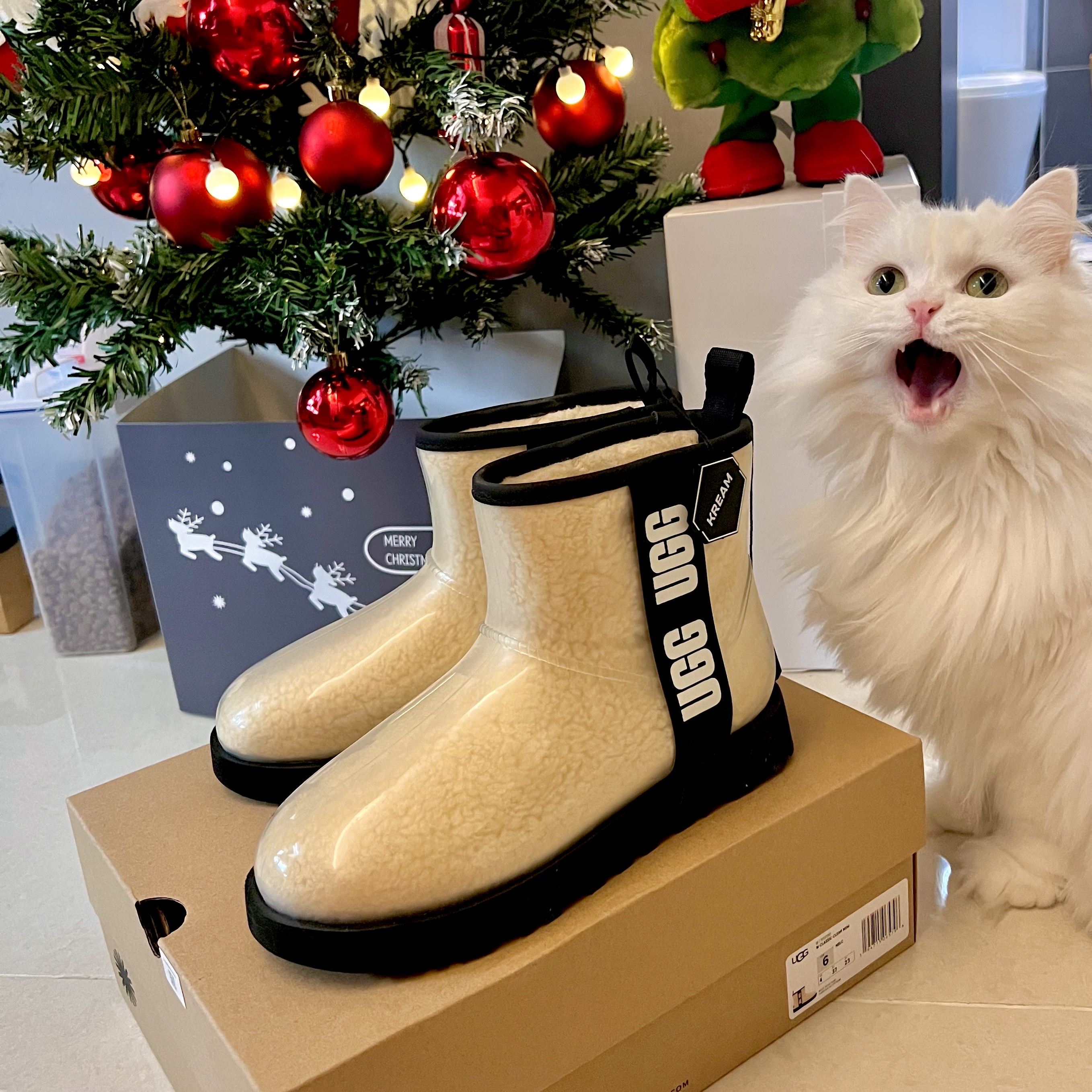 (W) UGG Classic Clear Mini Boots Natural Black 착용 스타일