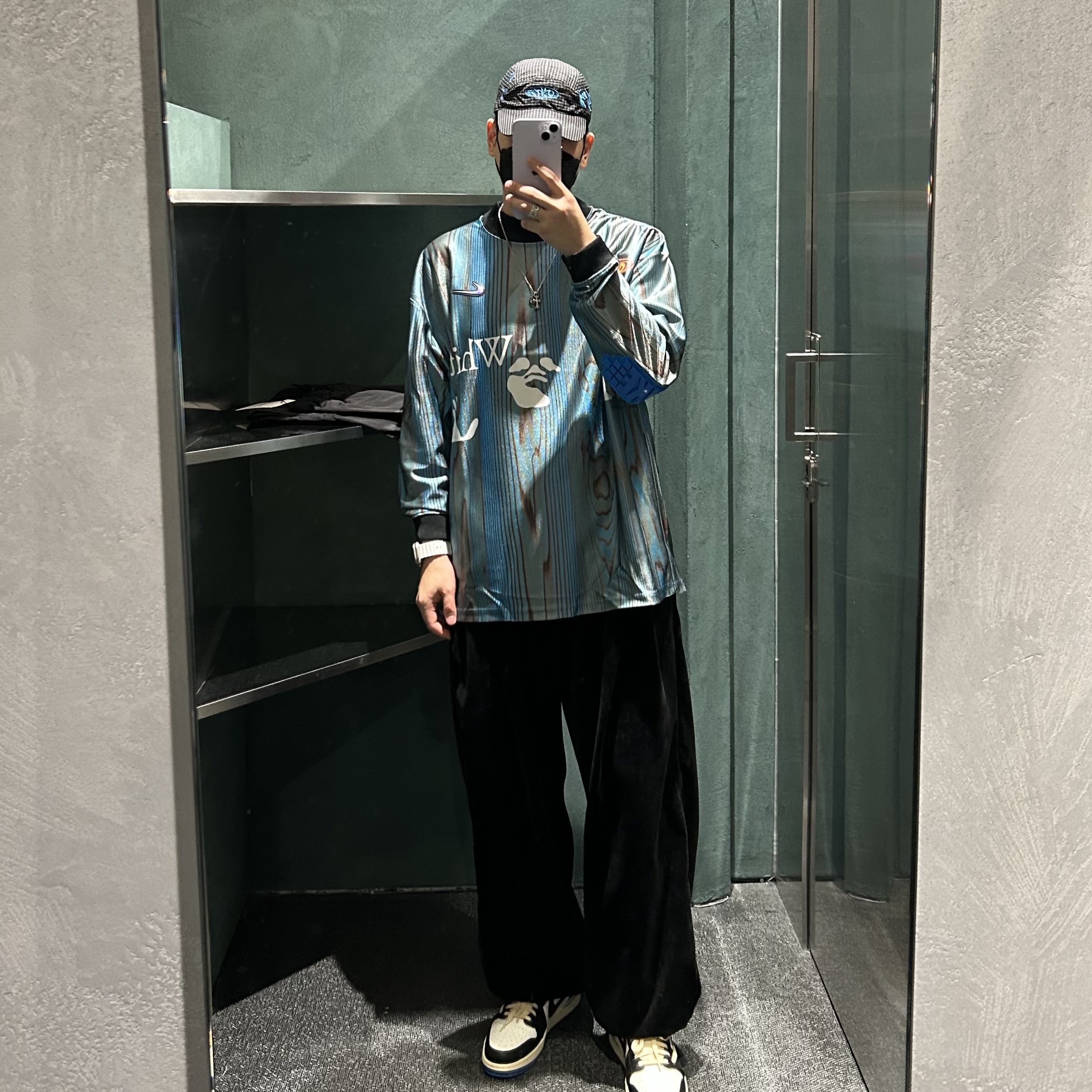Nike x Off-White NRG Jersey Imperial Blue - Asia, Nike x Off-White NRG Hat Black 착용 스타일