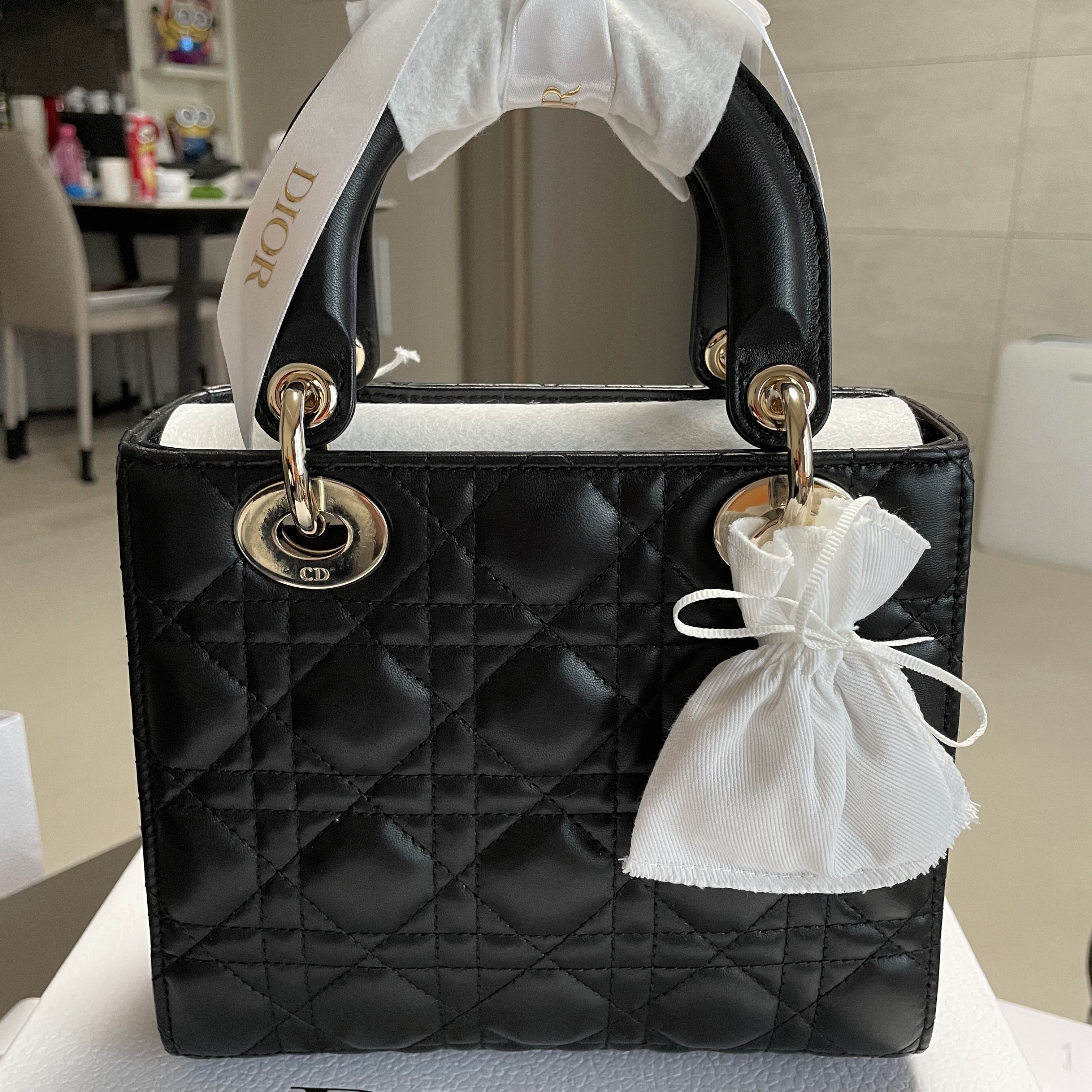 Dior Small Lady Bag My ABCDior Cannage Lambskin Black 착용 스타일