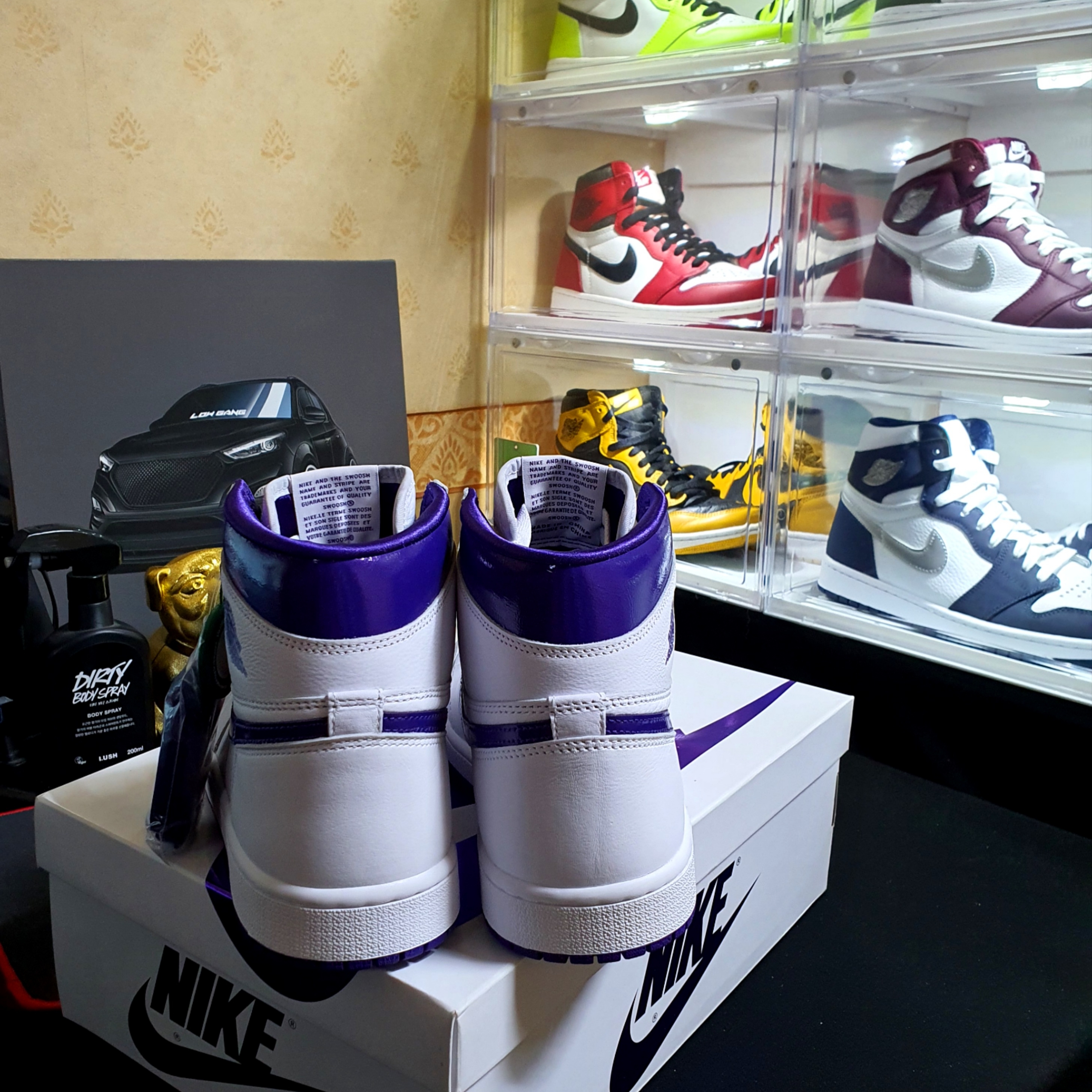 (W) Jordan 1 High OG Court Purple, Jordan 1 Retro High OG Pollen 착용 스타일 - 3
