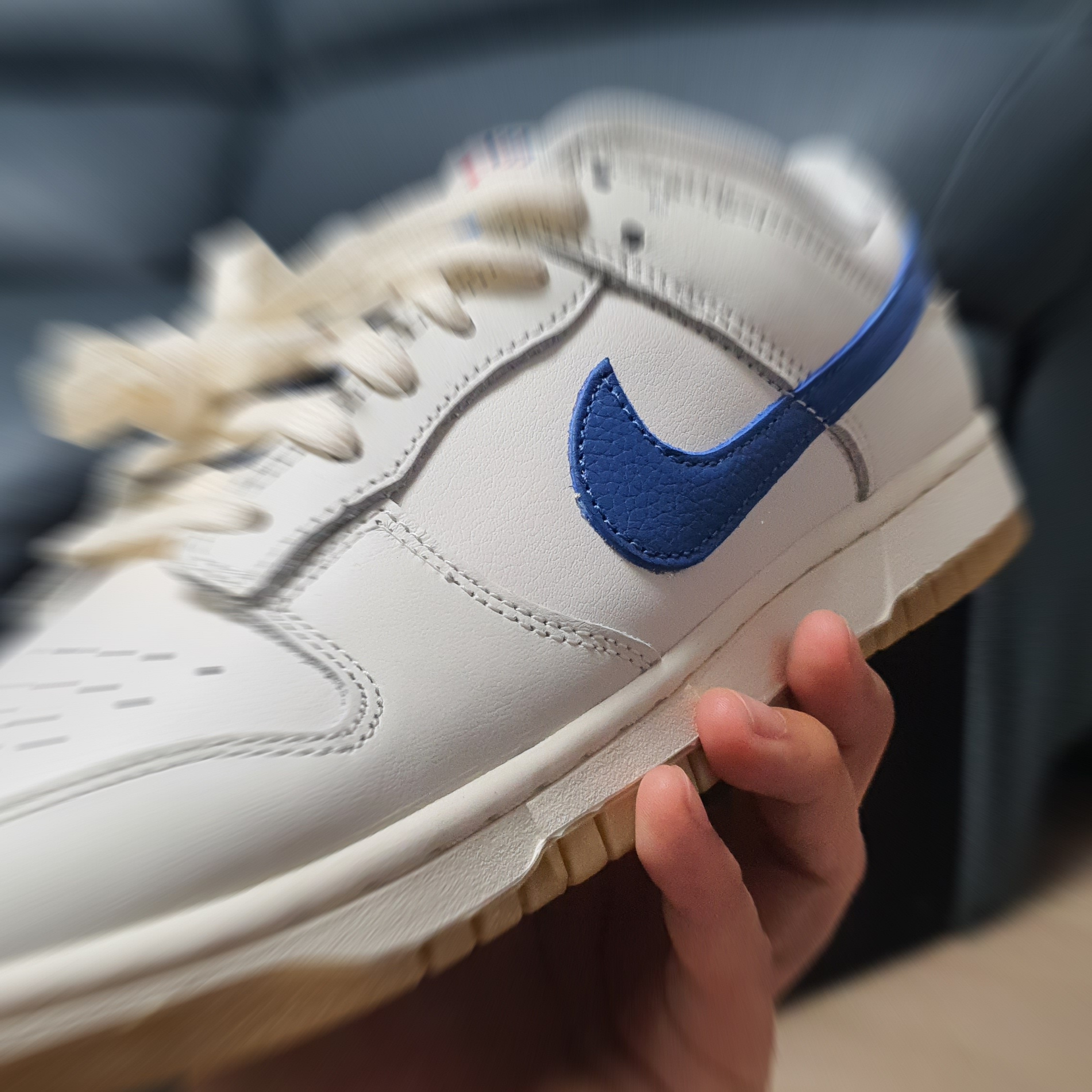 Nike Dunk Low SE Sail Dark Marina Blue 착용 스타일 - 1