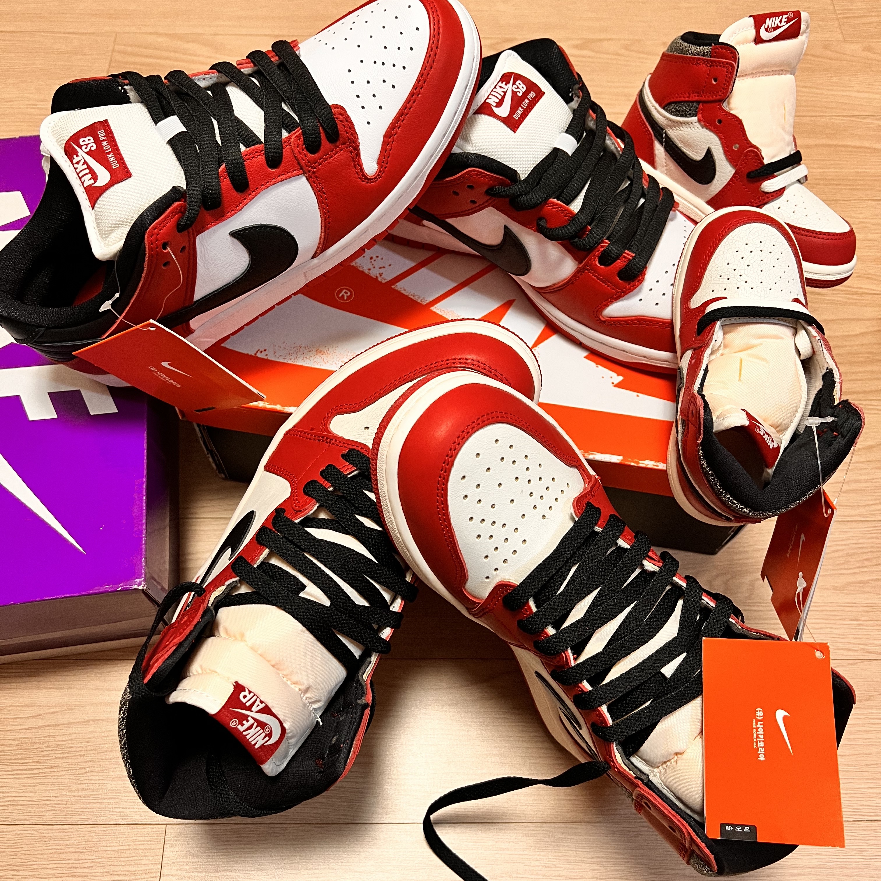 Jordan 1 Retro High OG Chicago 2022, Nike SB Dunk Low Pro Chicago 착용 스타일