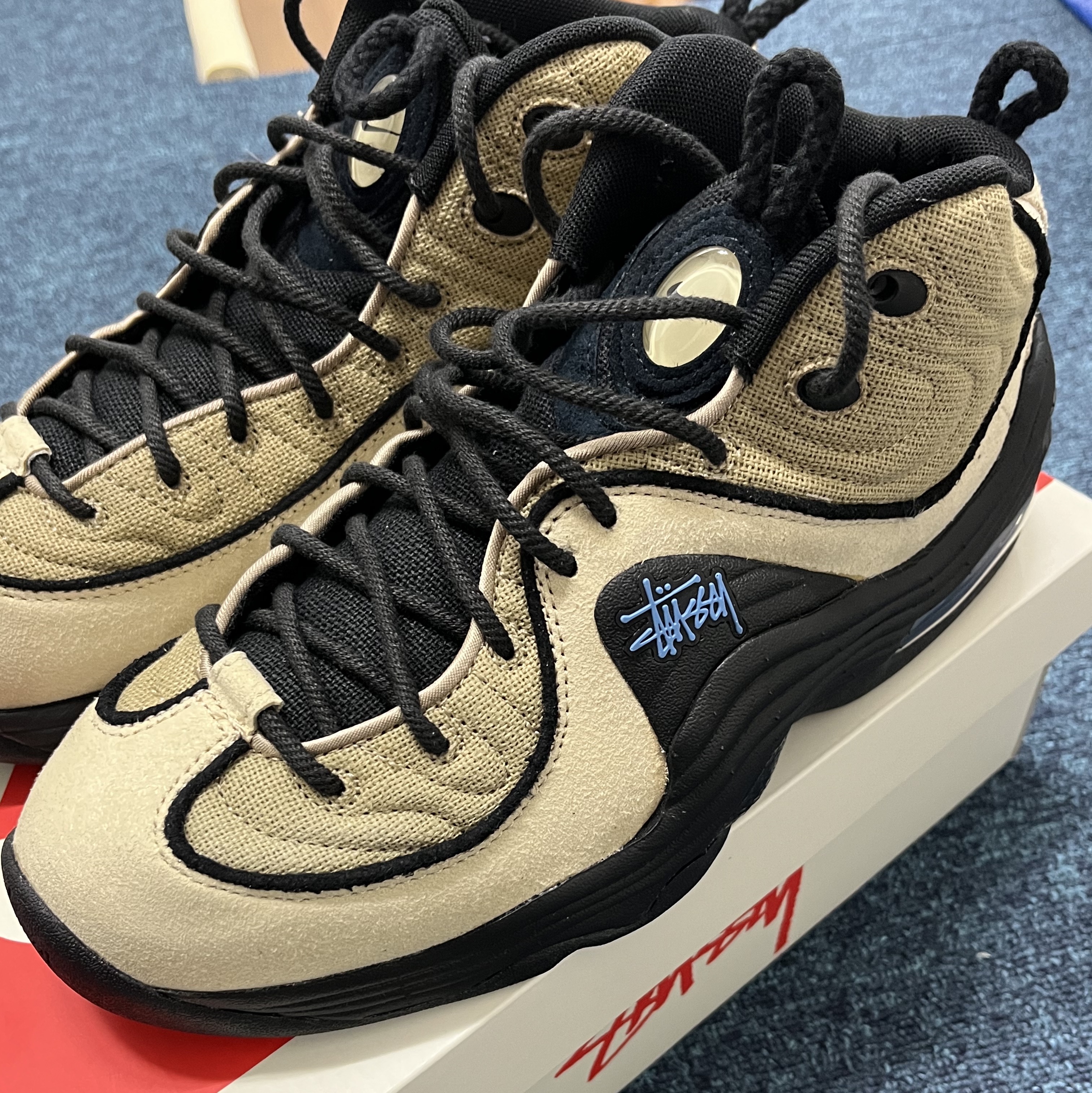 Nike x Stussy Air Penny II Rattan and Limestone 착용 스타일 - 1