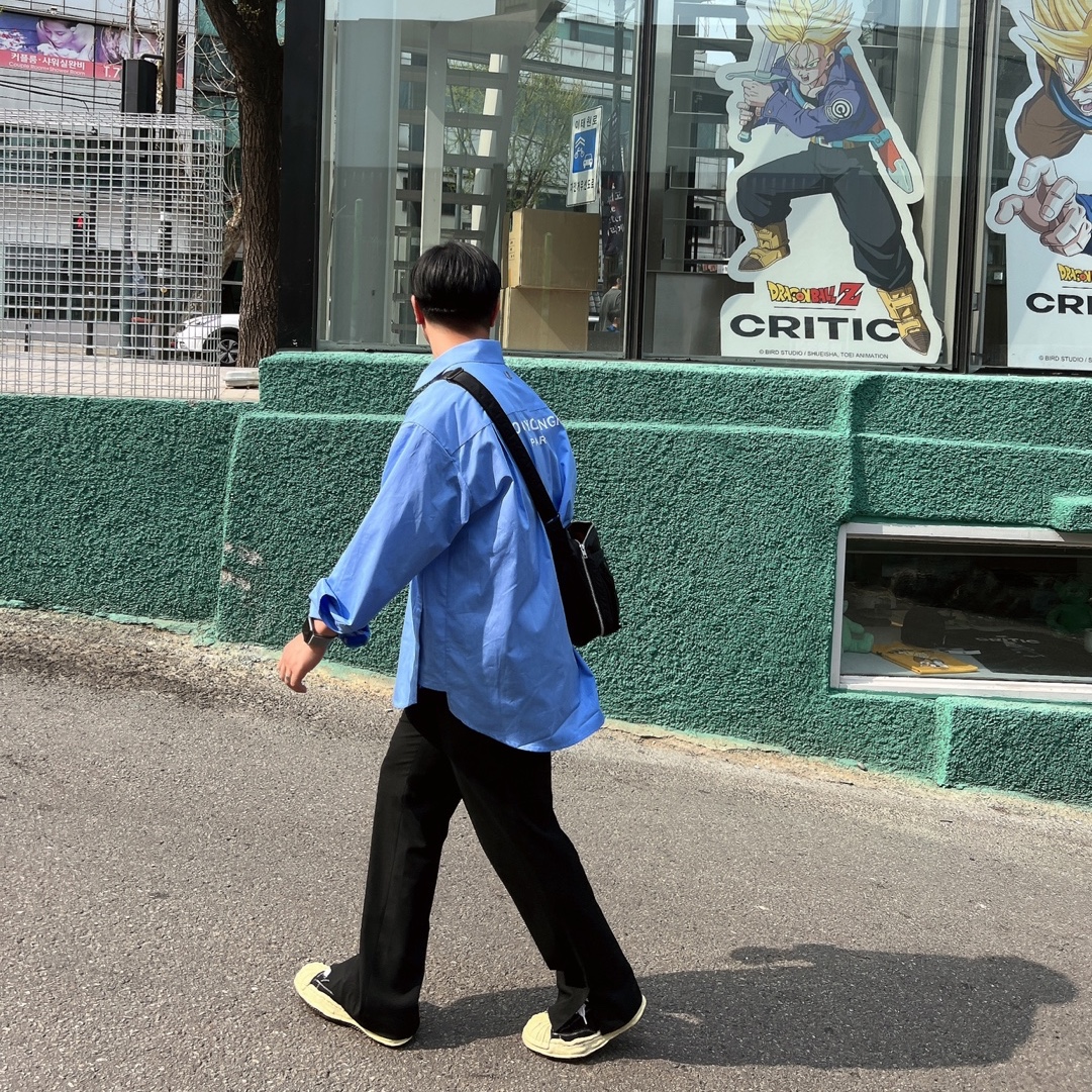 Wooyoungmi Cotton Back Logo Shirt Blue - 23SS, Maison Mihara Yasuhiro Blakey VL OG Sole Canvas Low-top Sneakers Black 착용 스타일