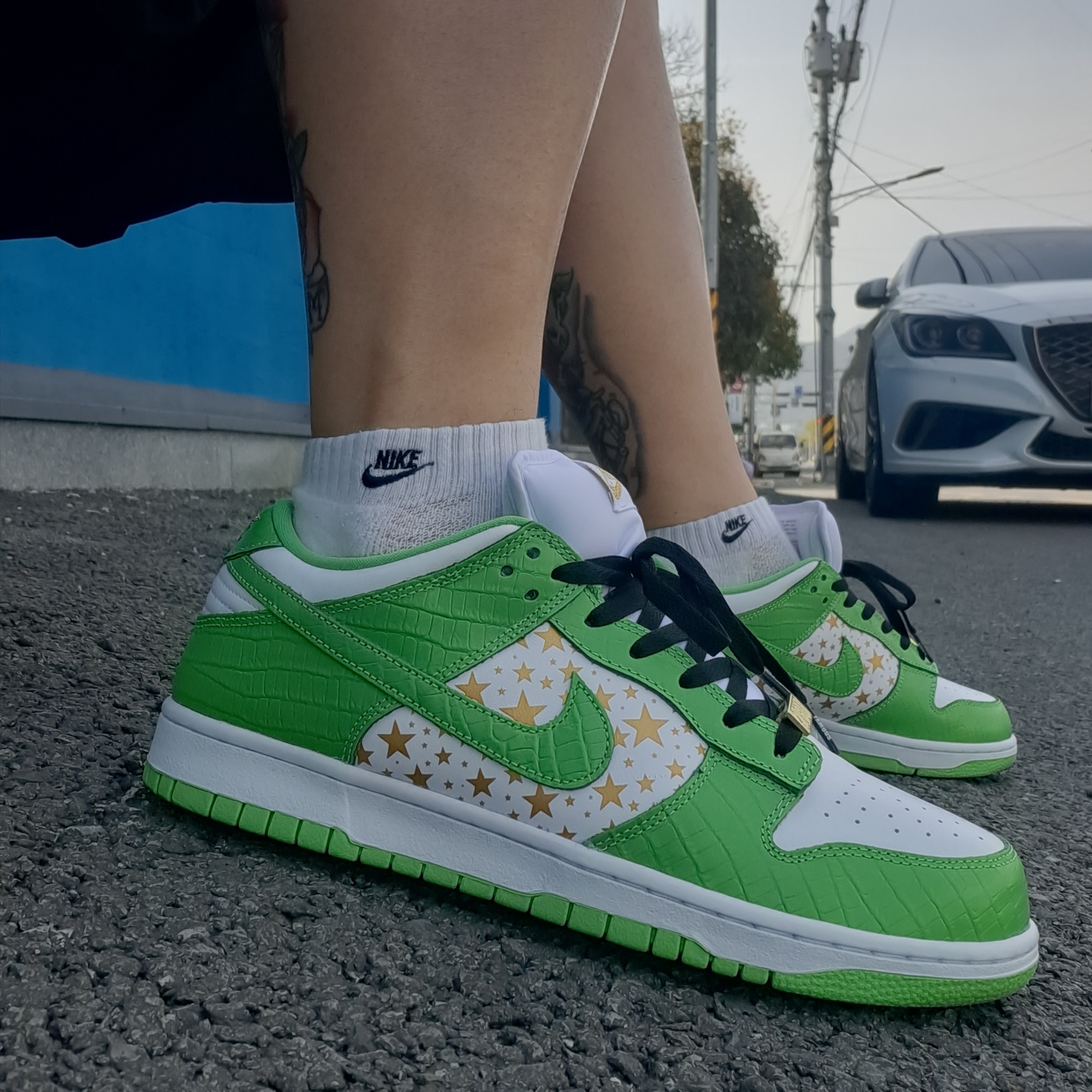 Supreme x The North Face Arc Logo Mountain Parka Teal - 19SS, Nike x Supreme SB Dunk Low Mean Green 착용 스타일 - 2