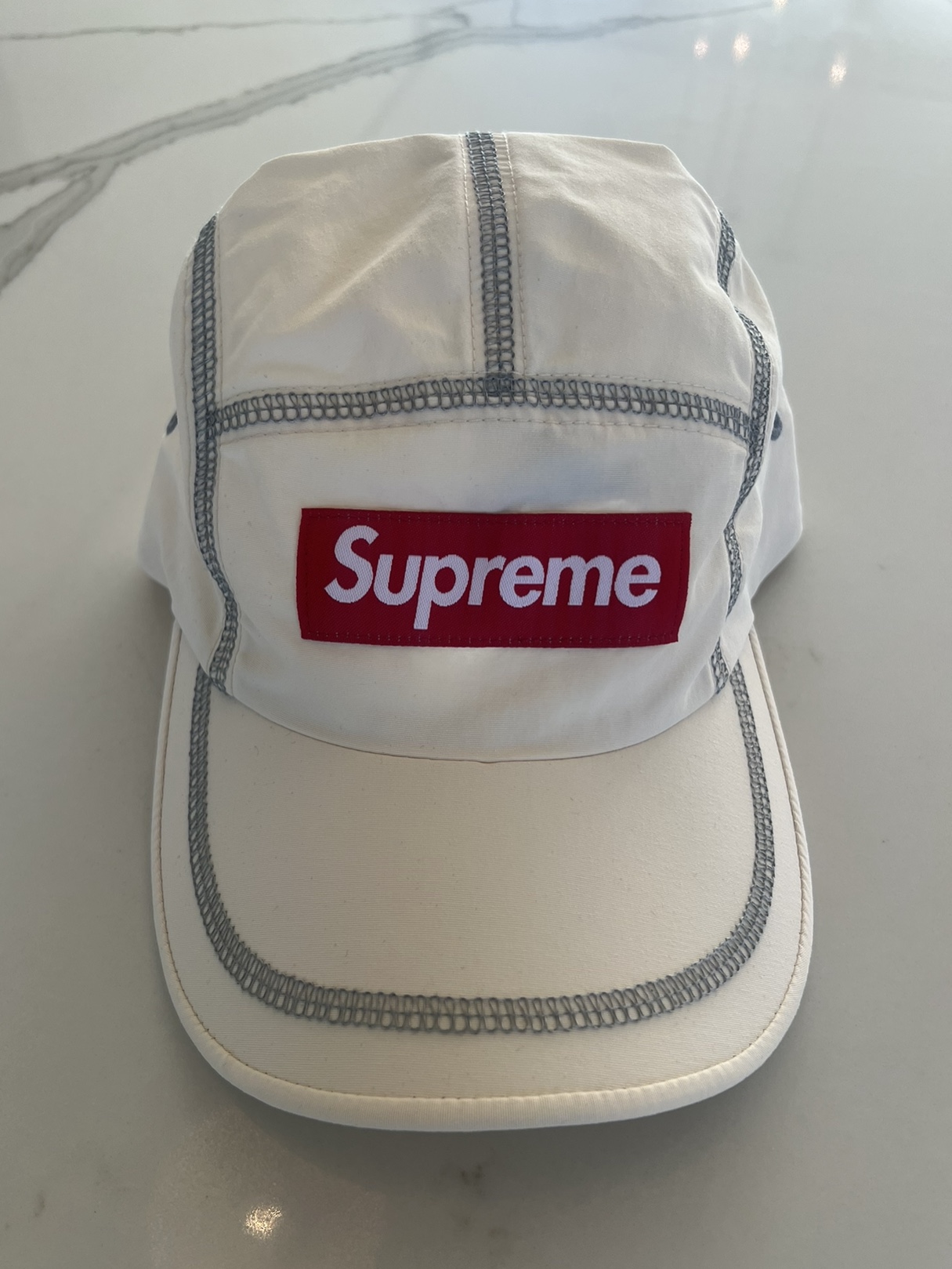 Supreme Reflective Stitch Camp Cap Natural - 23SS 착용 스타일 - 1