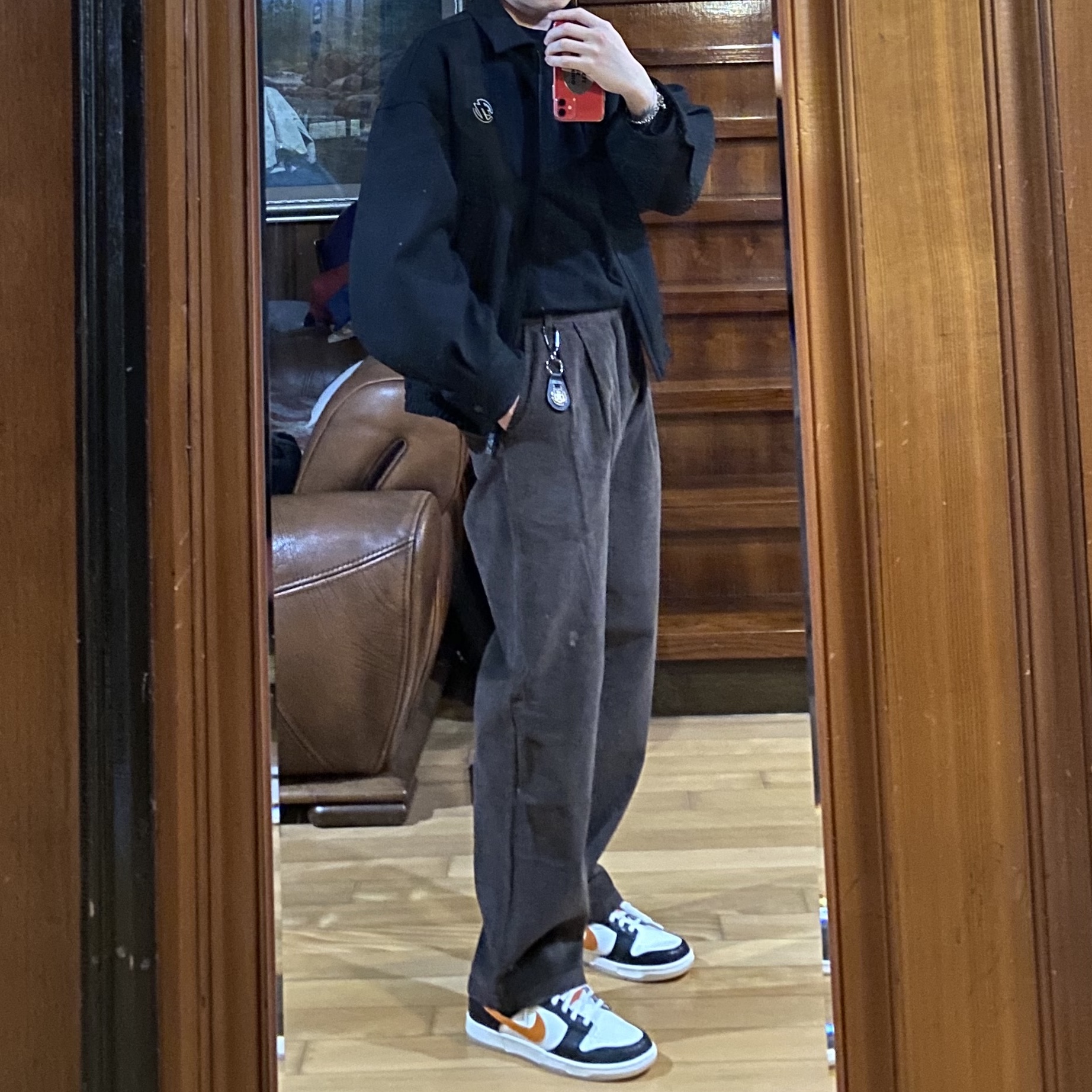 Zara x Ader Error Oversize Collar Bomber Jacket Black, Nike Dunk Low Retro PRM Halloween 착용 스타일 - 2