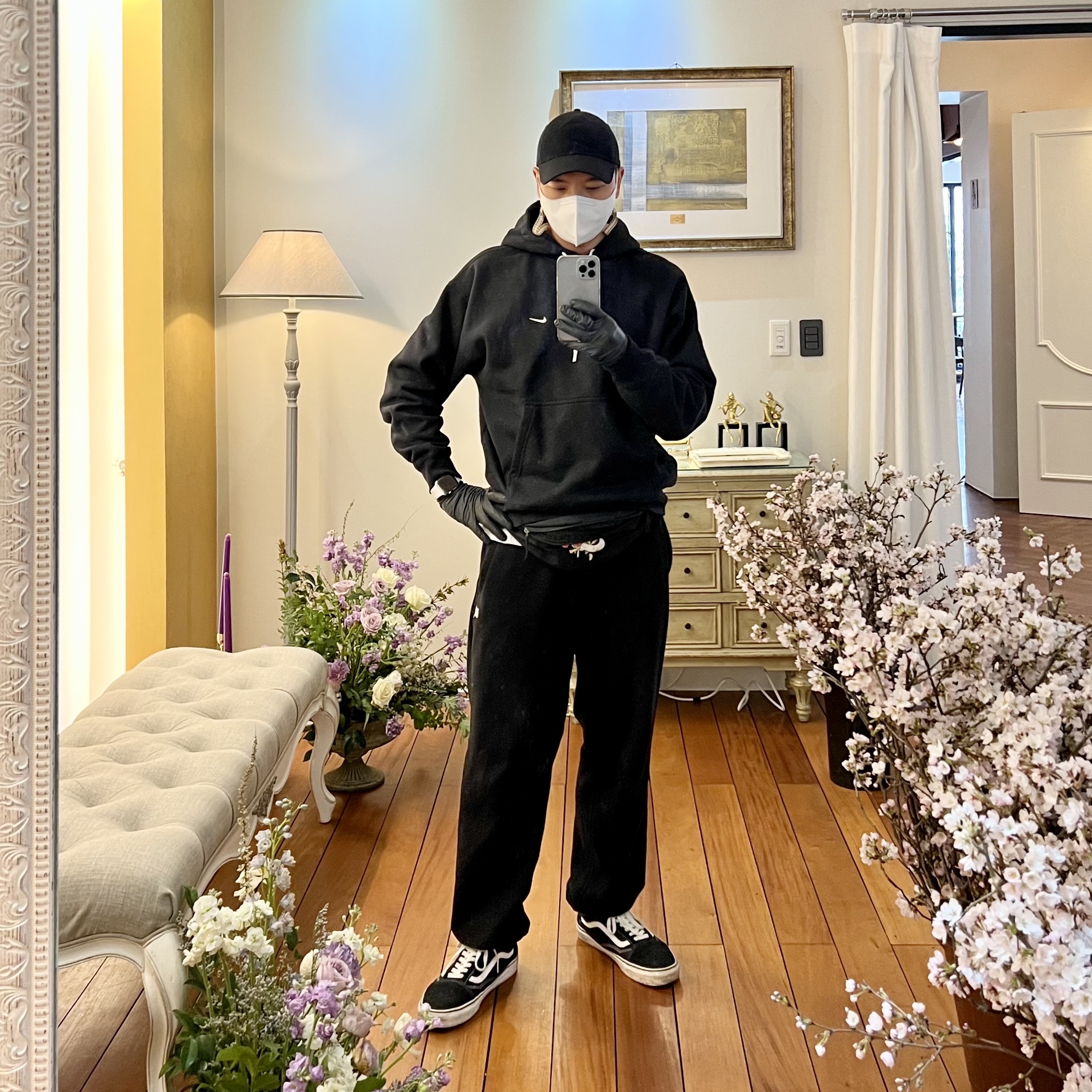 Nike NRG Solo Swoosh Fleece Hoodie Black White - Asia, Nike NRG Solo Swoosh Fleece Pants Black - US/EU 착용 스타일 - 1